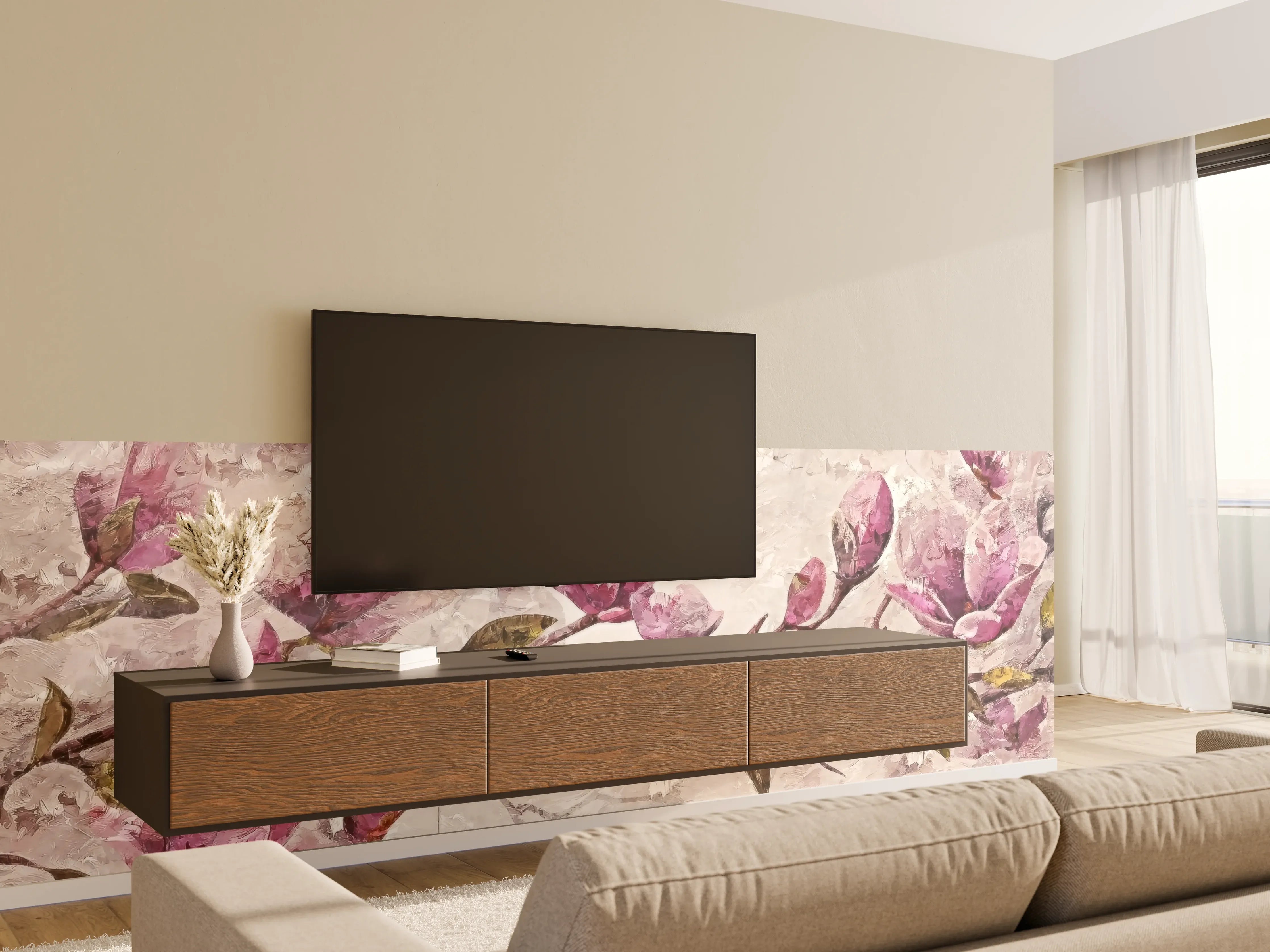 Wandverkleidung Wohnzimmer - Sakura Baum - Gemälde