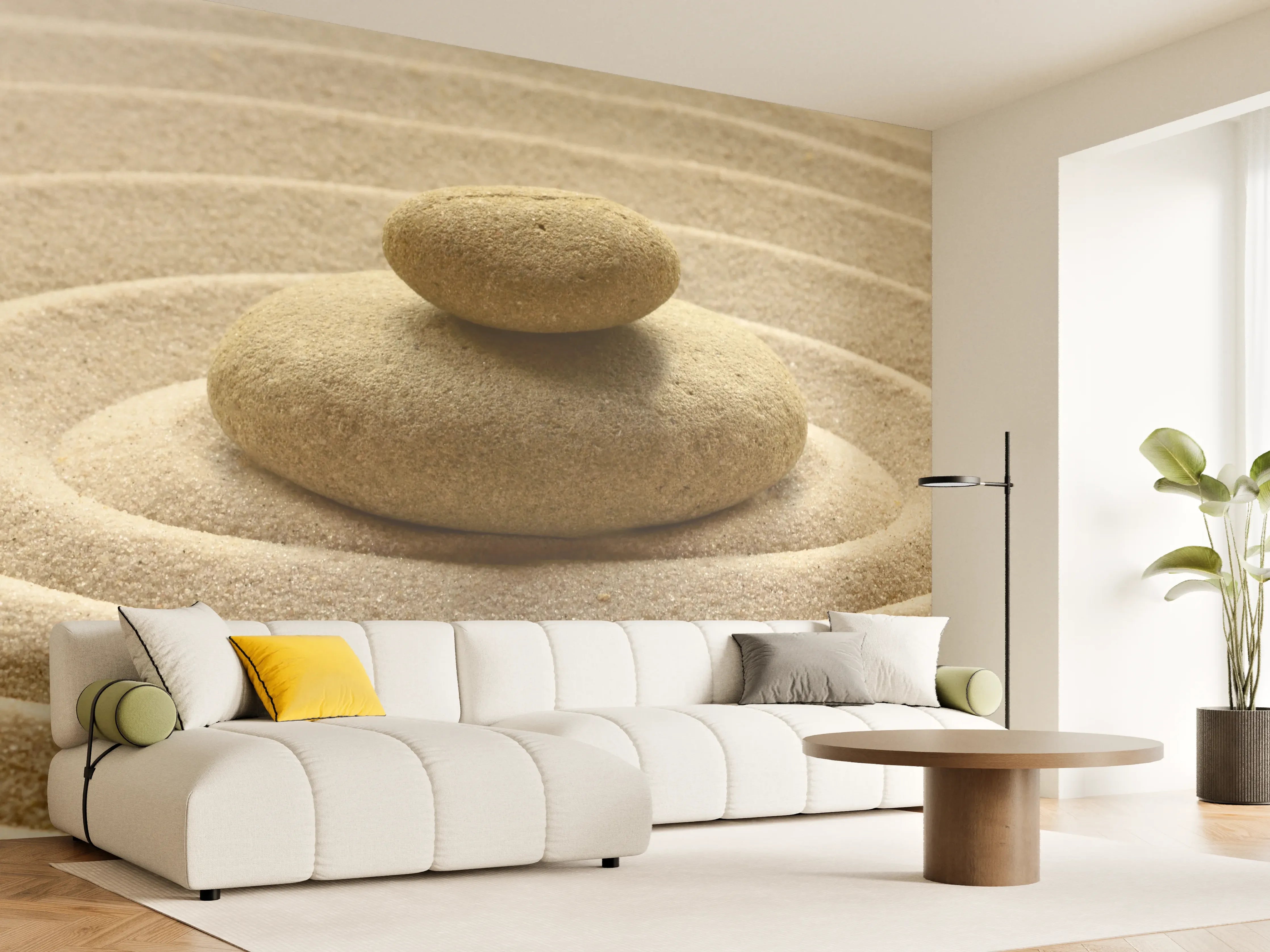 Wandverkleidung Wohnzimmer - Sand im Zen-Garten
