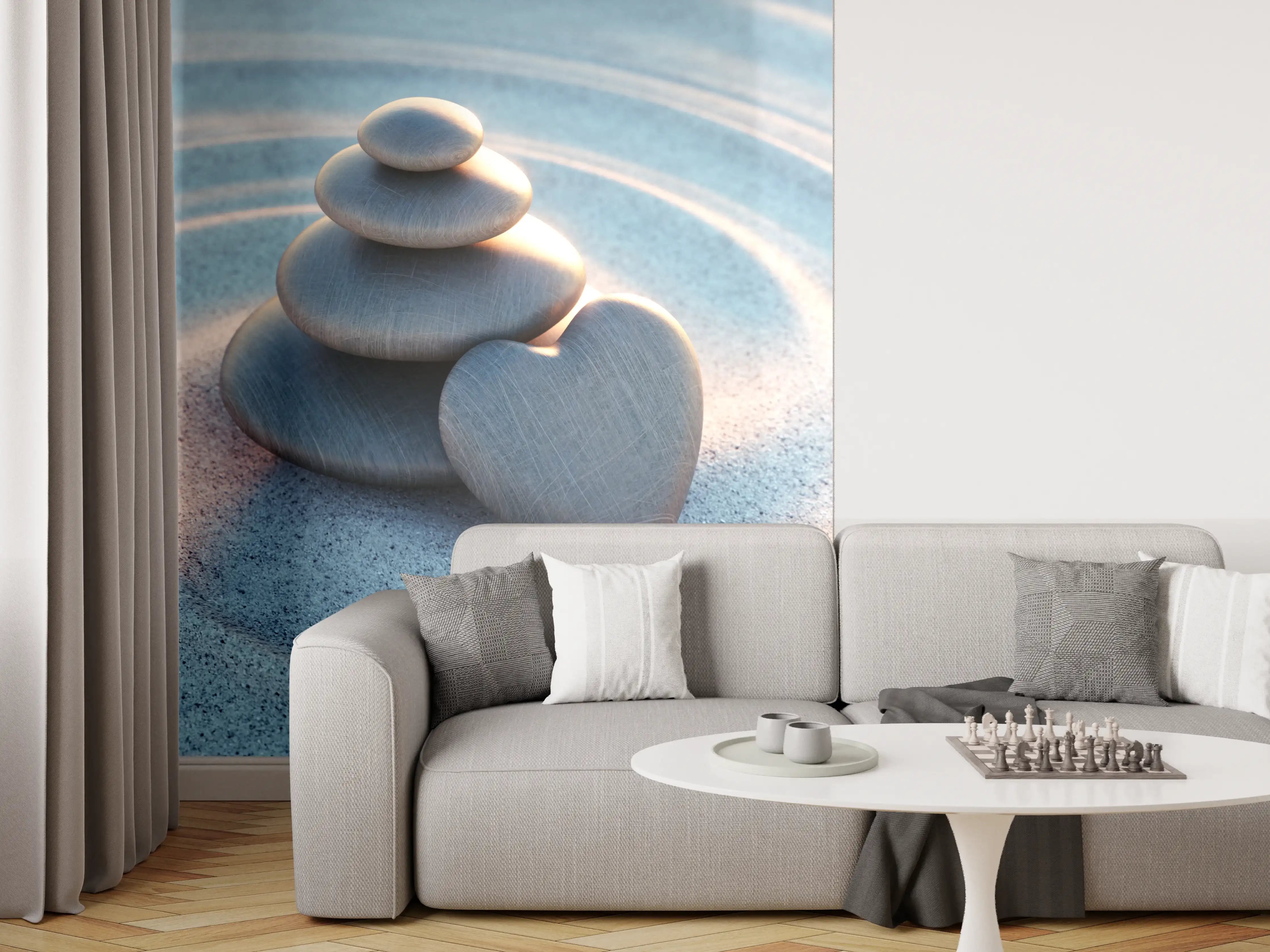Wandverkleidung Wohnzimmer - Sandstein Steine mit Herz