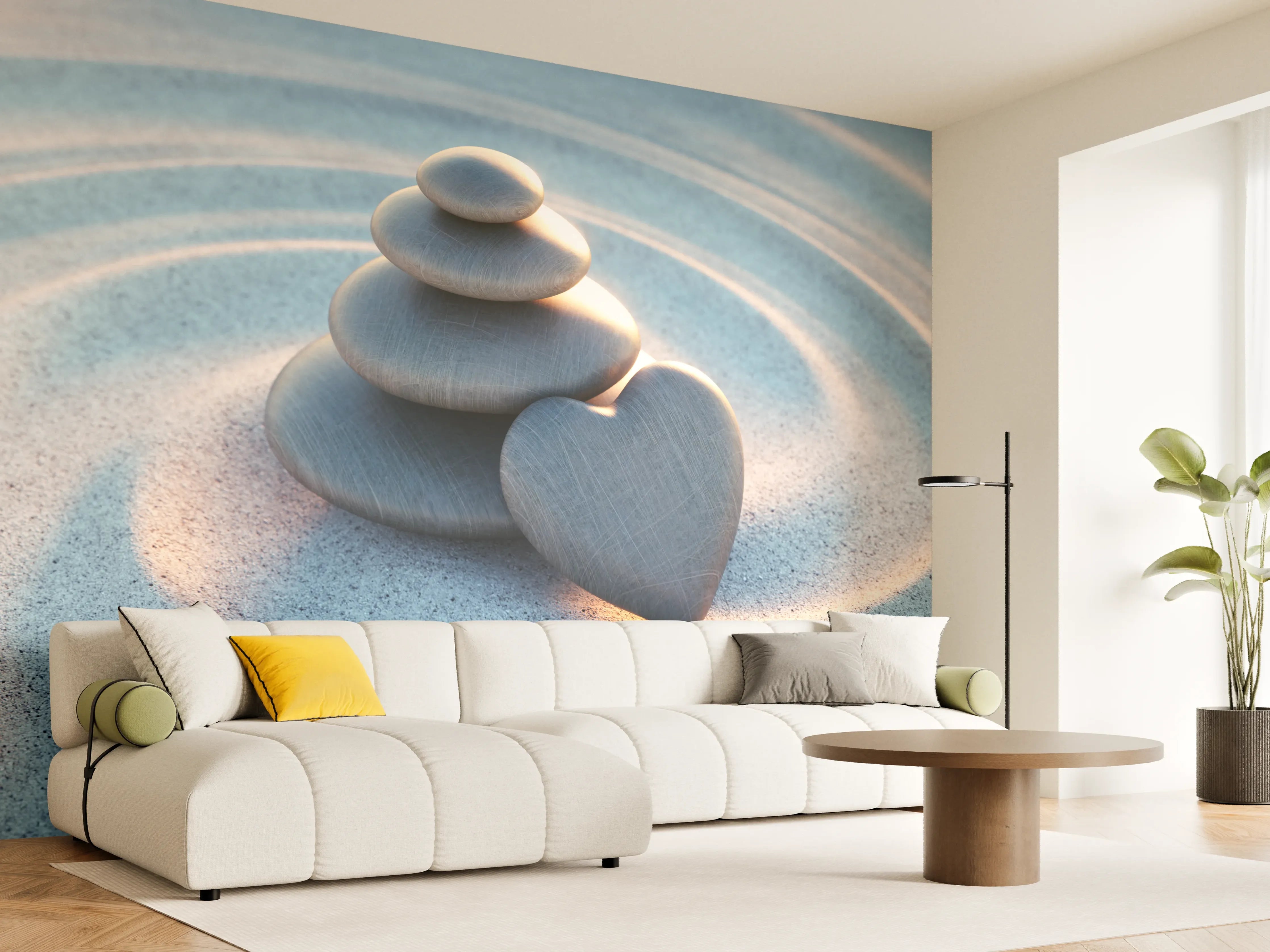 Wandverkleidung Wohnzimmer - Sandstein Steine mit Herz