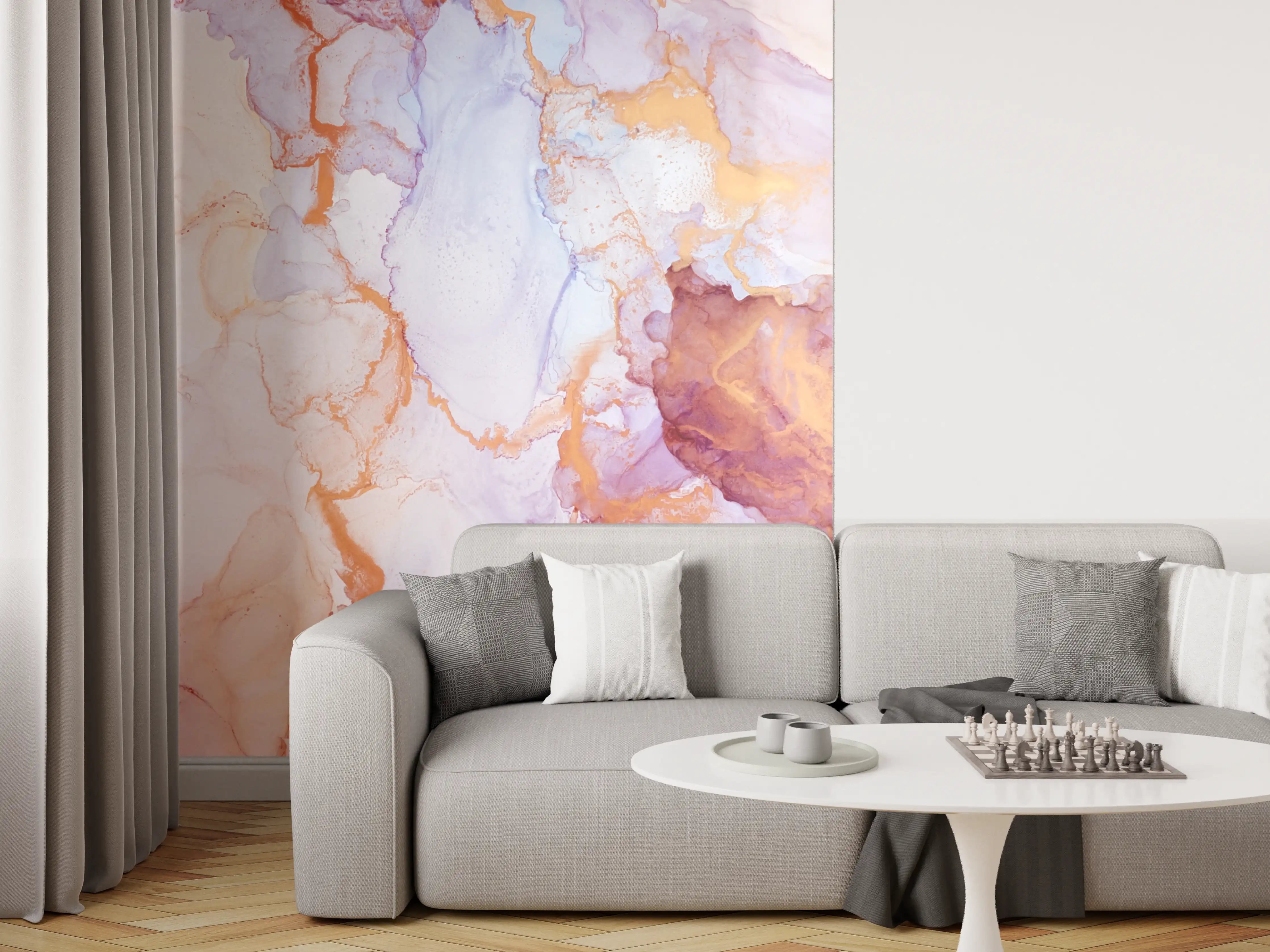 Wandverkleidung Wohnzimmer - Sanfte Aquarell-Textur in Pastellfarben