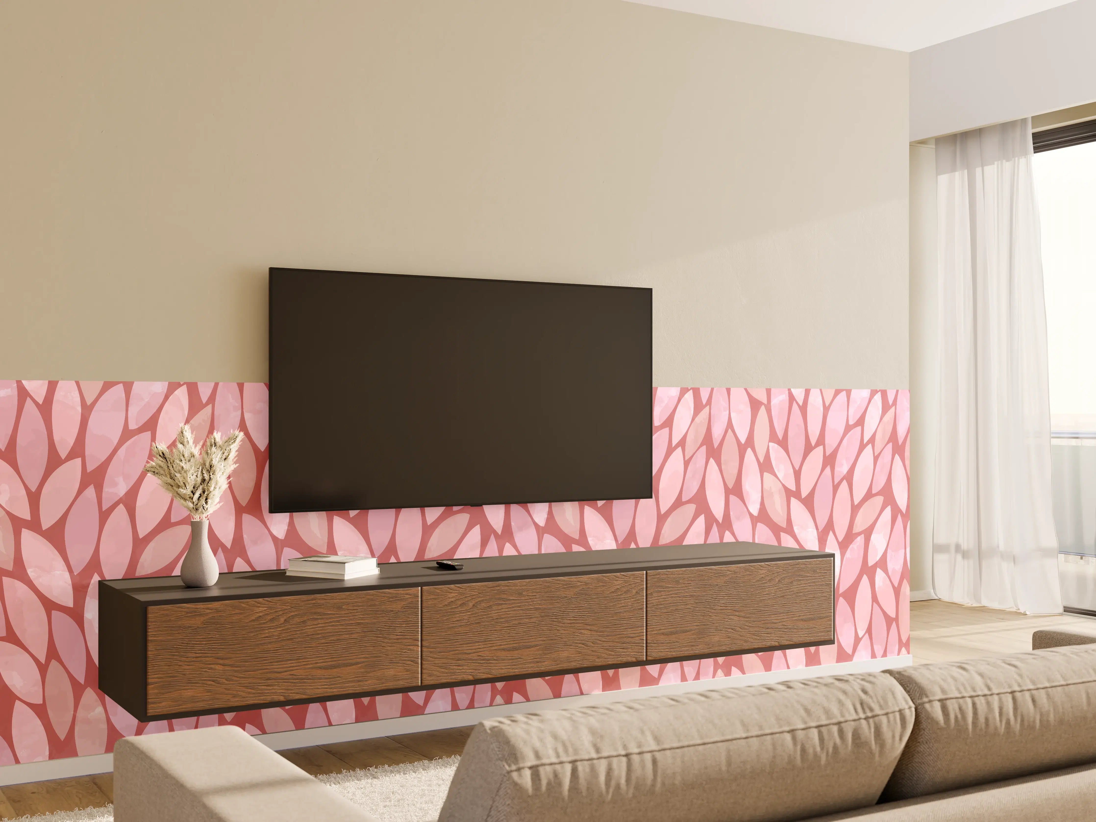 Wandverkleidung Wohnzimmer - Sanfte Farbpalette mit Rosé-Tönen