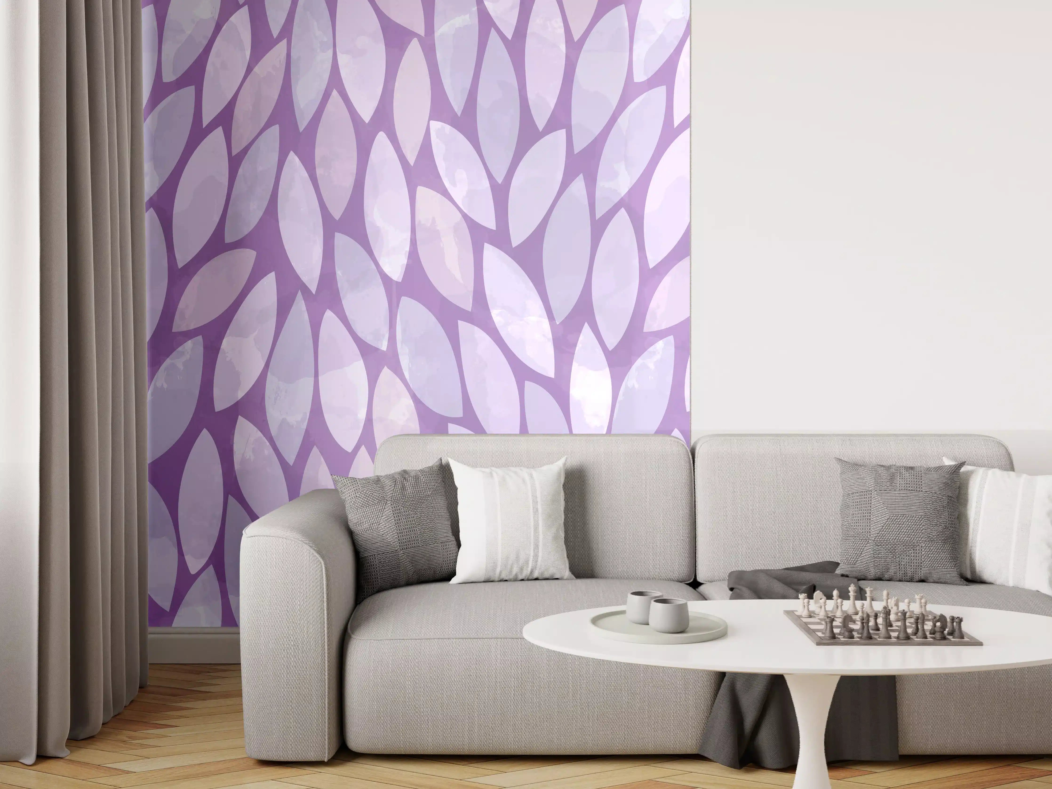 Wandverkleidung Wohnzimmer - Sanfte Grautöne in Pastellblumen