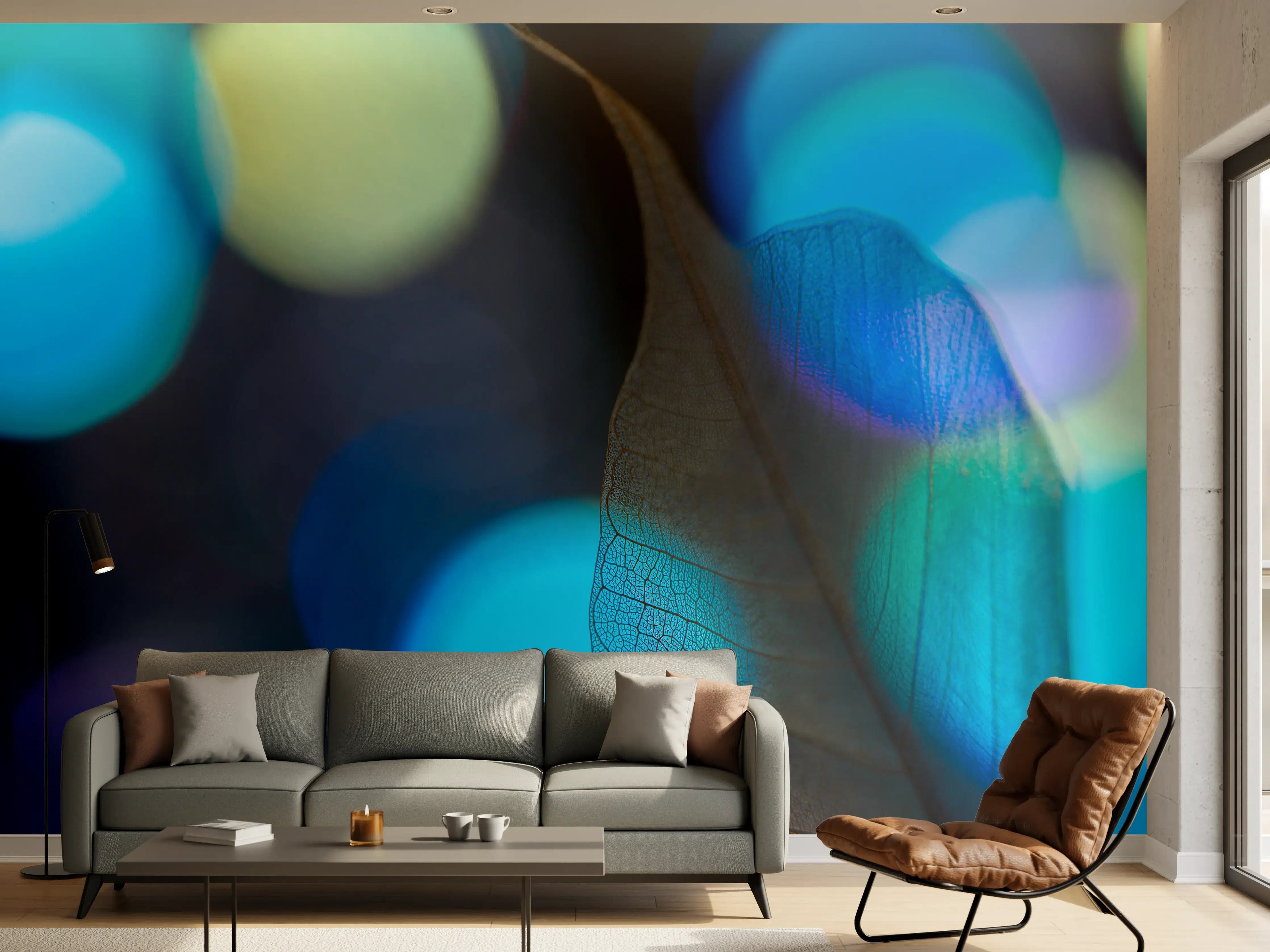 Wandverkleidung Wohnzimmer - Sanfte Lichtspiele auf einer Blätternote