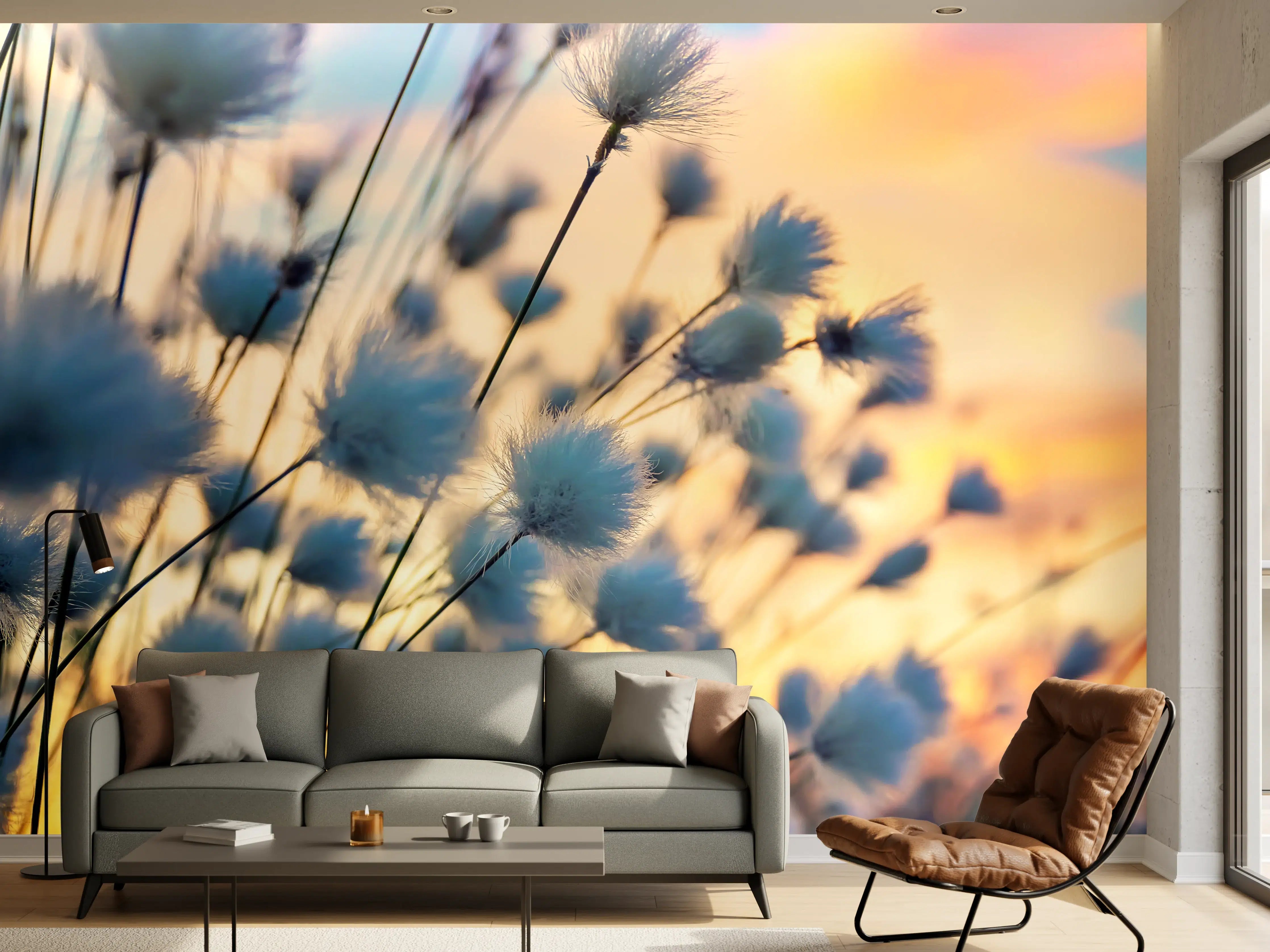 Wandverkleidung Wohnzimmer - Sanfte Naturkulisse bei Sonnenuntergang