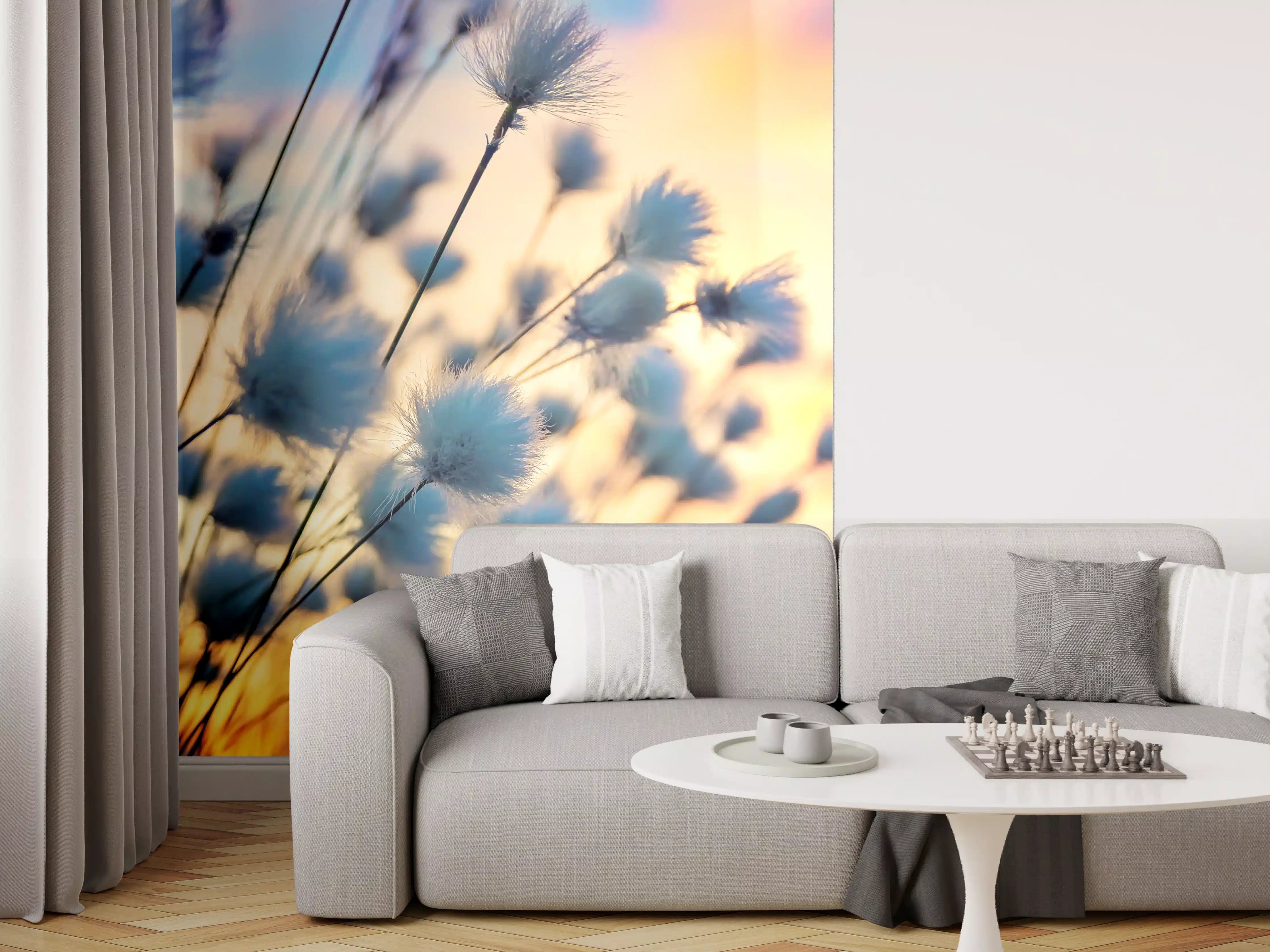 Wandverkleidung Wohnzimmer - Sanfte Naturkulisse bei Sonnenuntergang