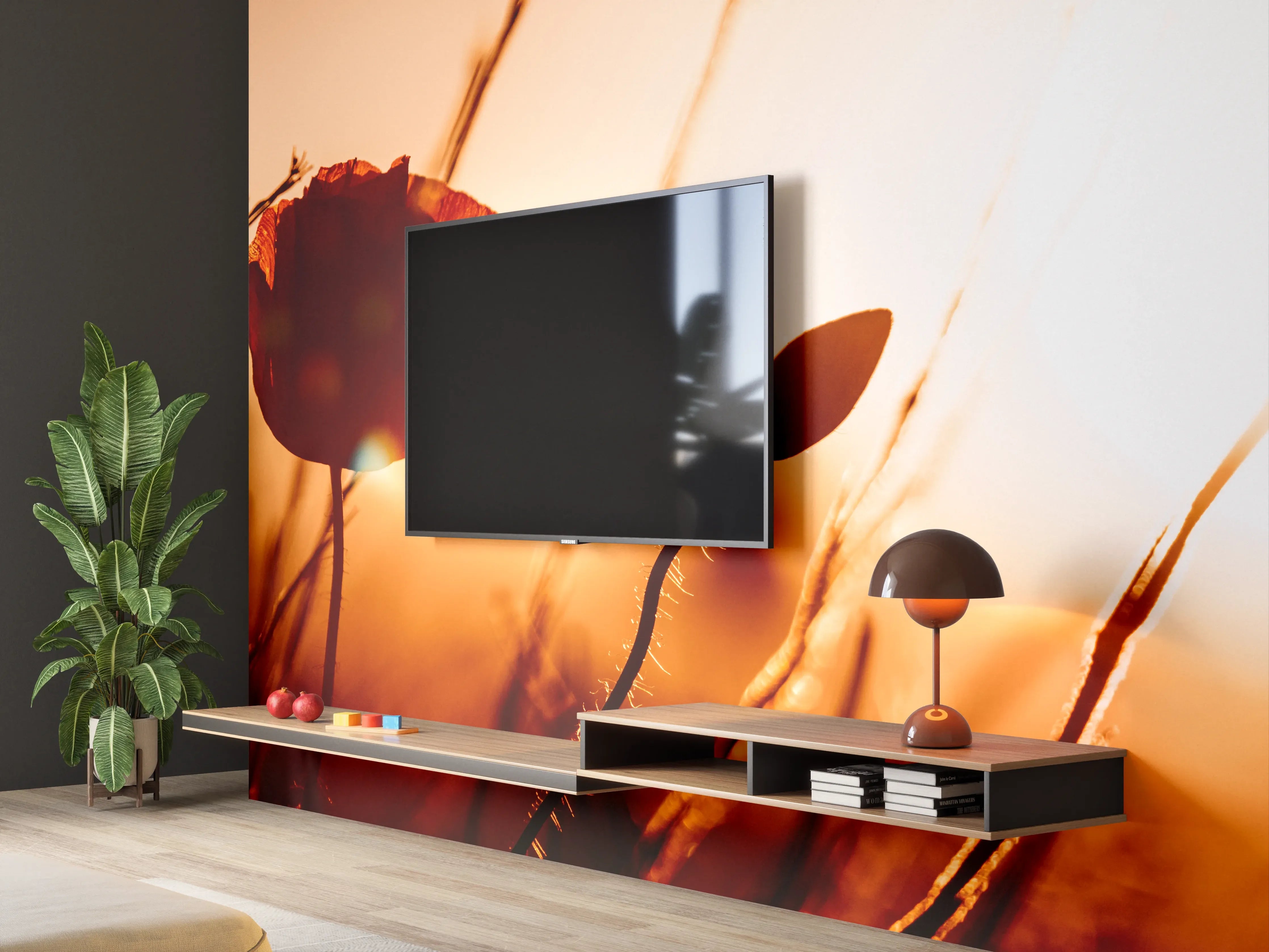 Wandverkleidung Wohnzimmer - Sanfte Sonnenuntergangs-Poppy