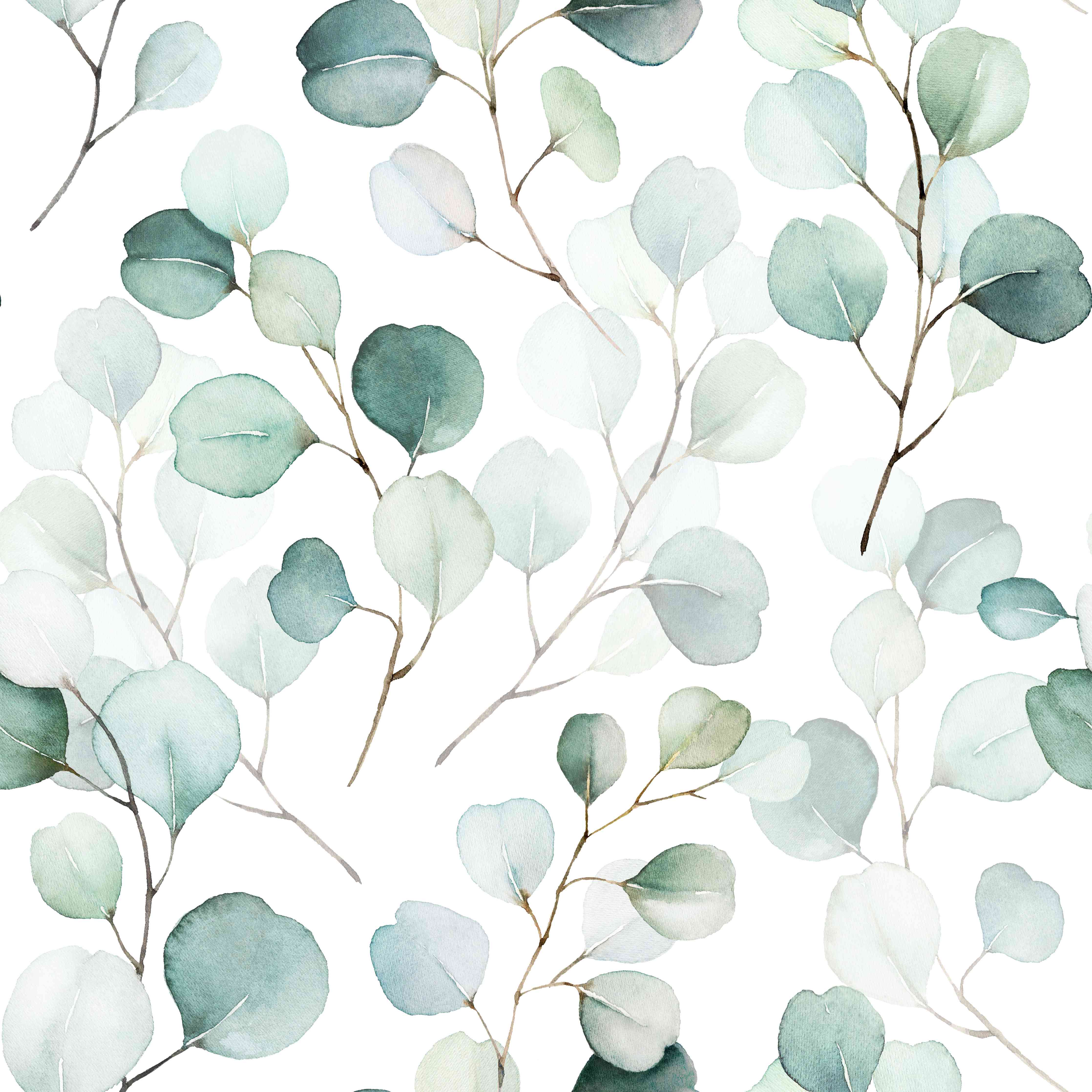 Wandverkleidung Wohnzimmer-Sanfte Wasserfarben Eukalyptusblatt-Muster