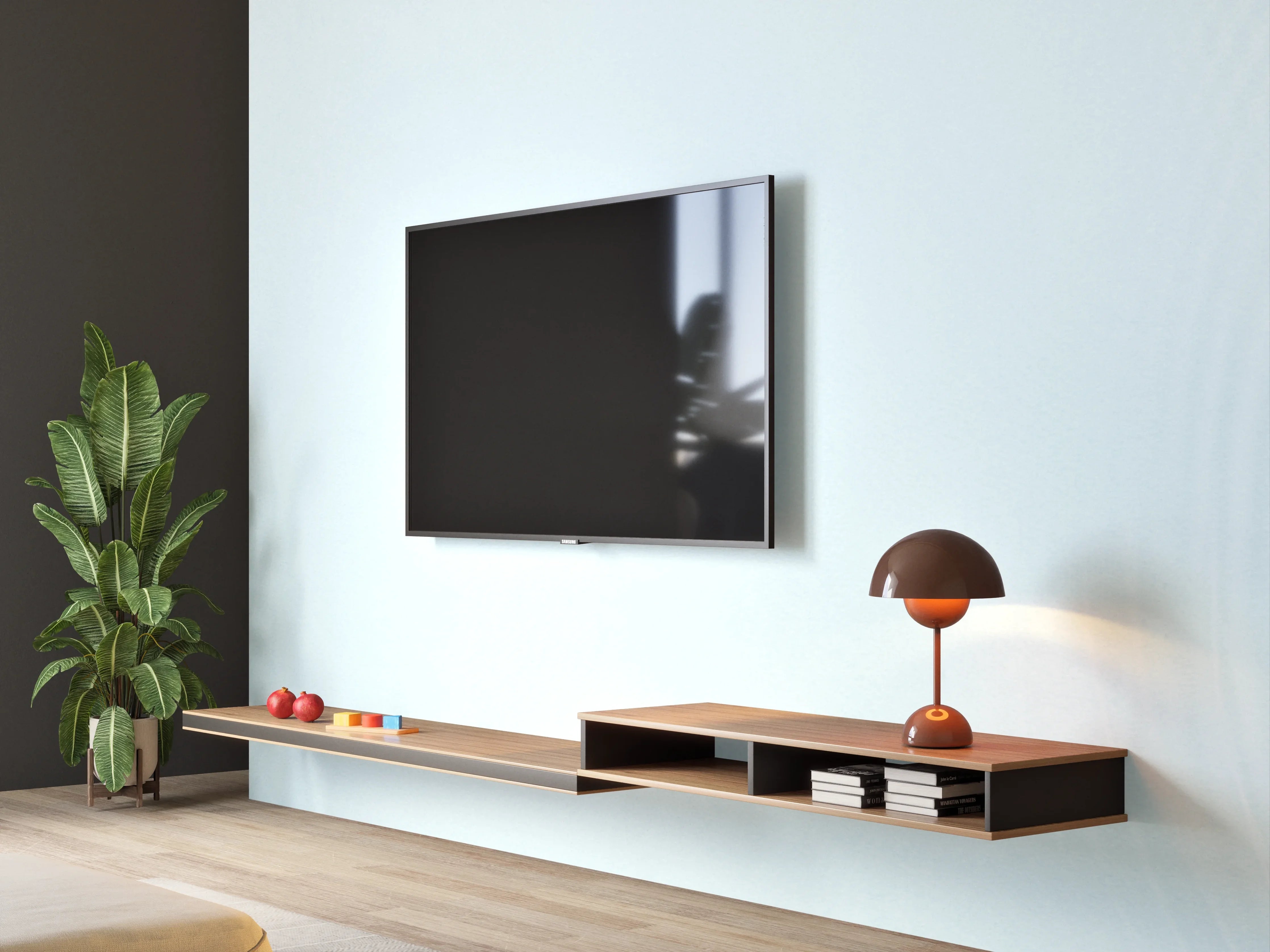 Wandverkleidung Wohnzimmer - Sanfte blaue Wellenringe