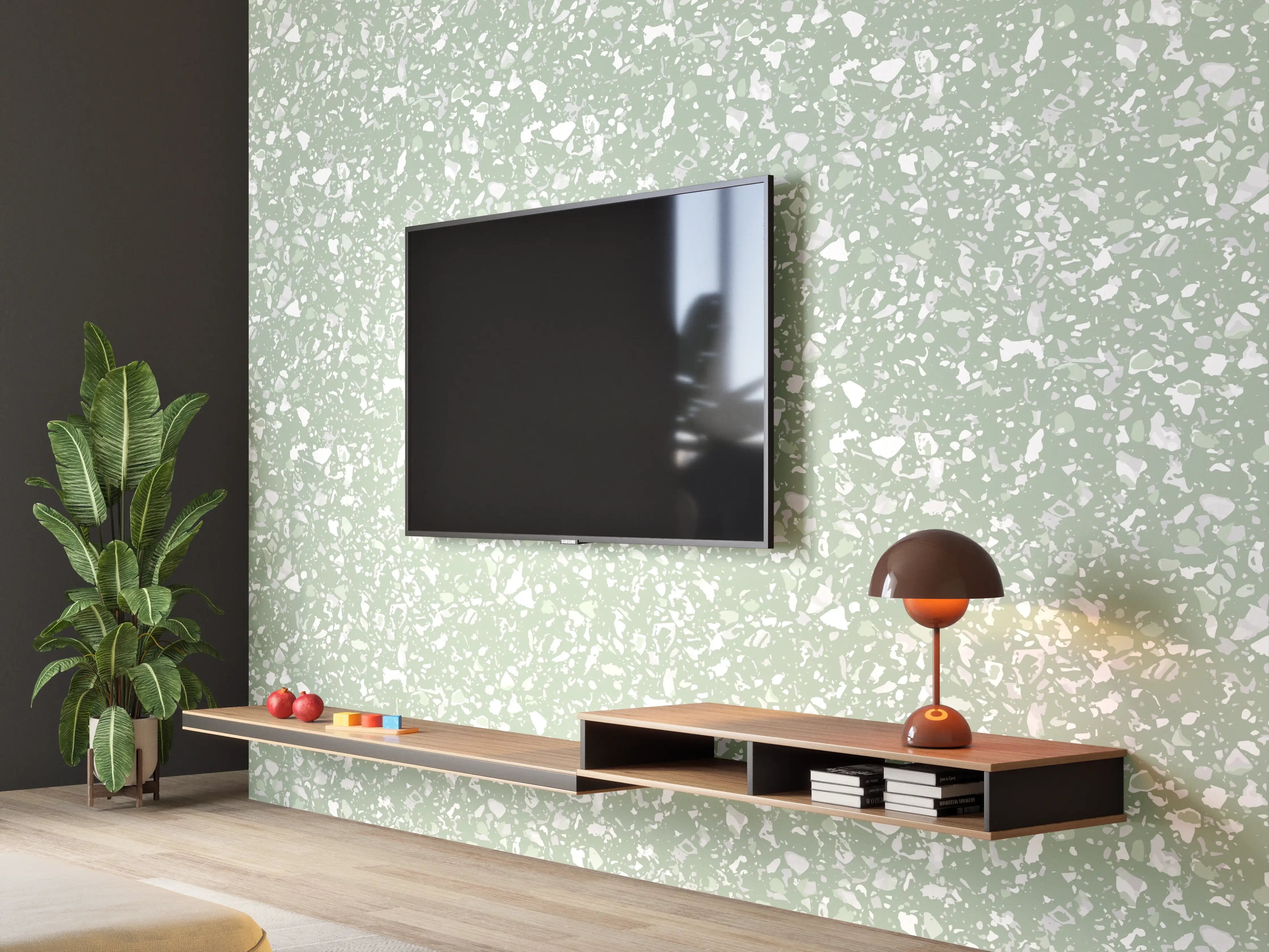 Wandverkleidung Wohnzimmer - Sanfter Frühlingsgruß in Grün