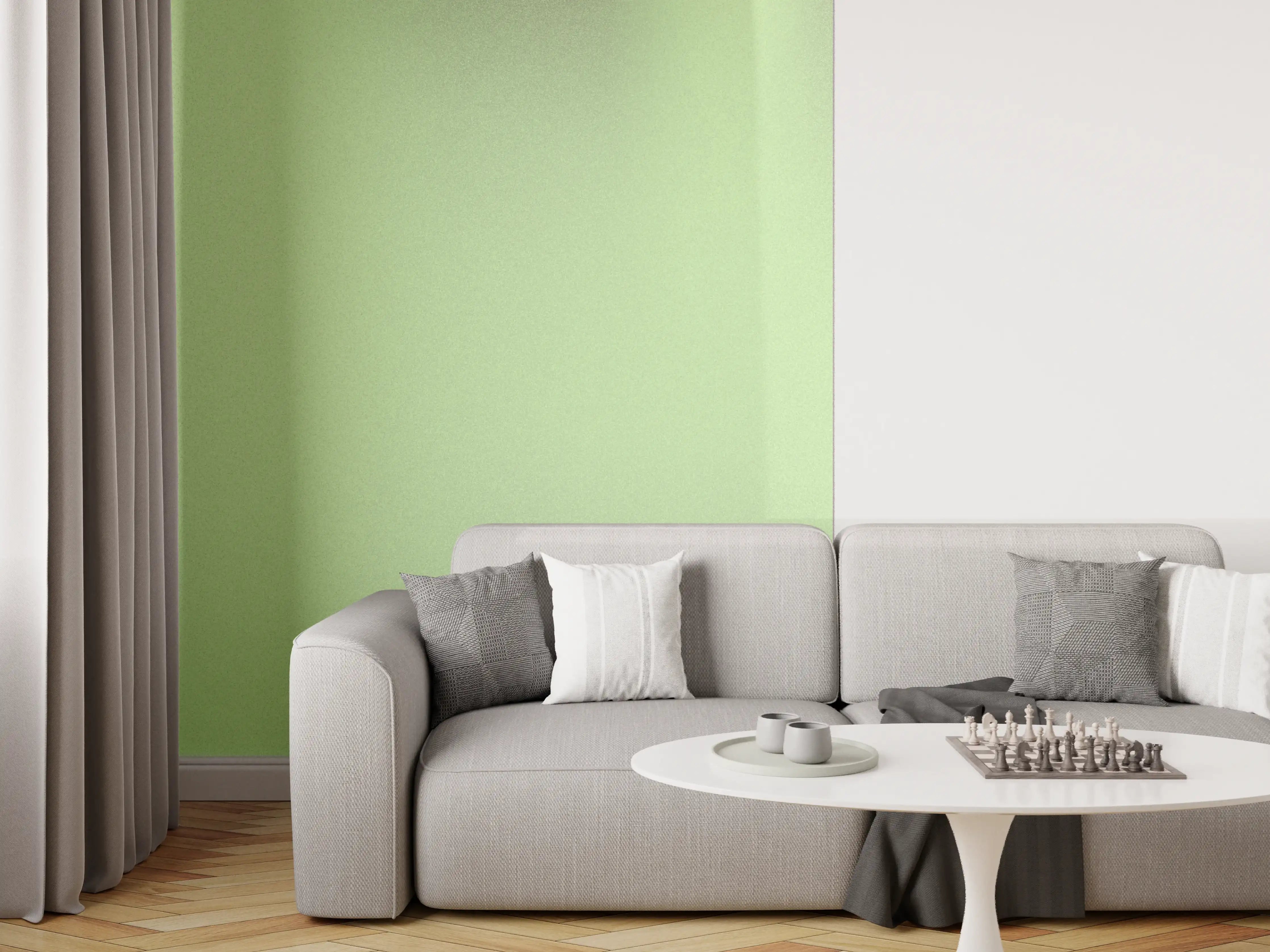 Wandverkleidung Wohnzimmer - Sanfter Grünton für stilvolle Einrichtung