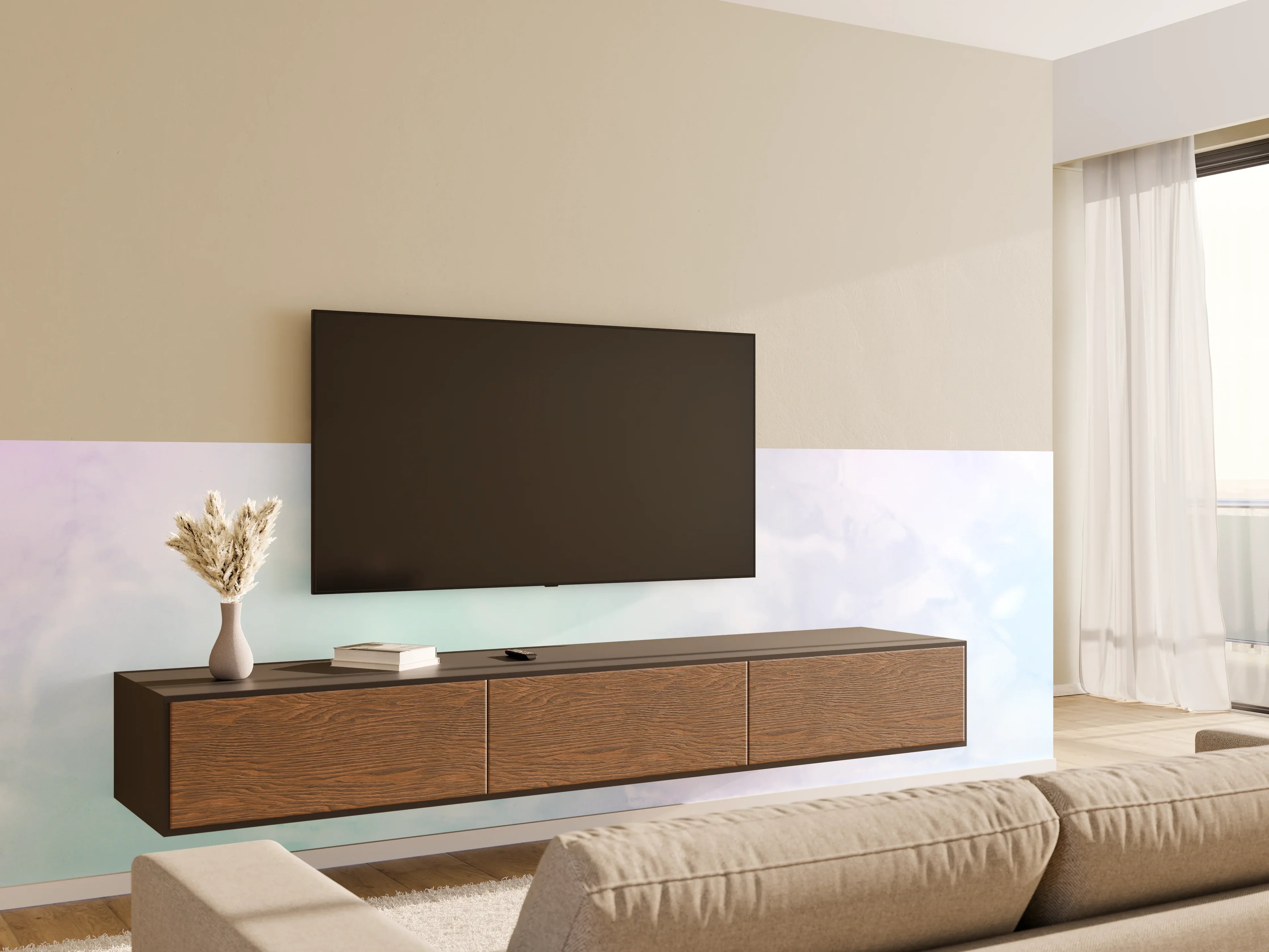 Wandverkleidung Wohnzimmer - Sanfter Wasserfarben-Hintergrund