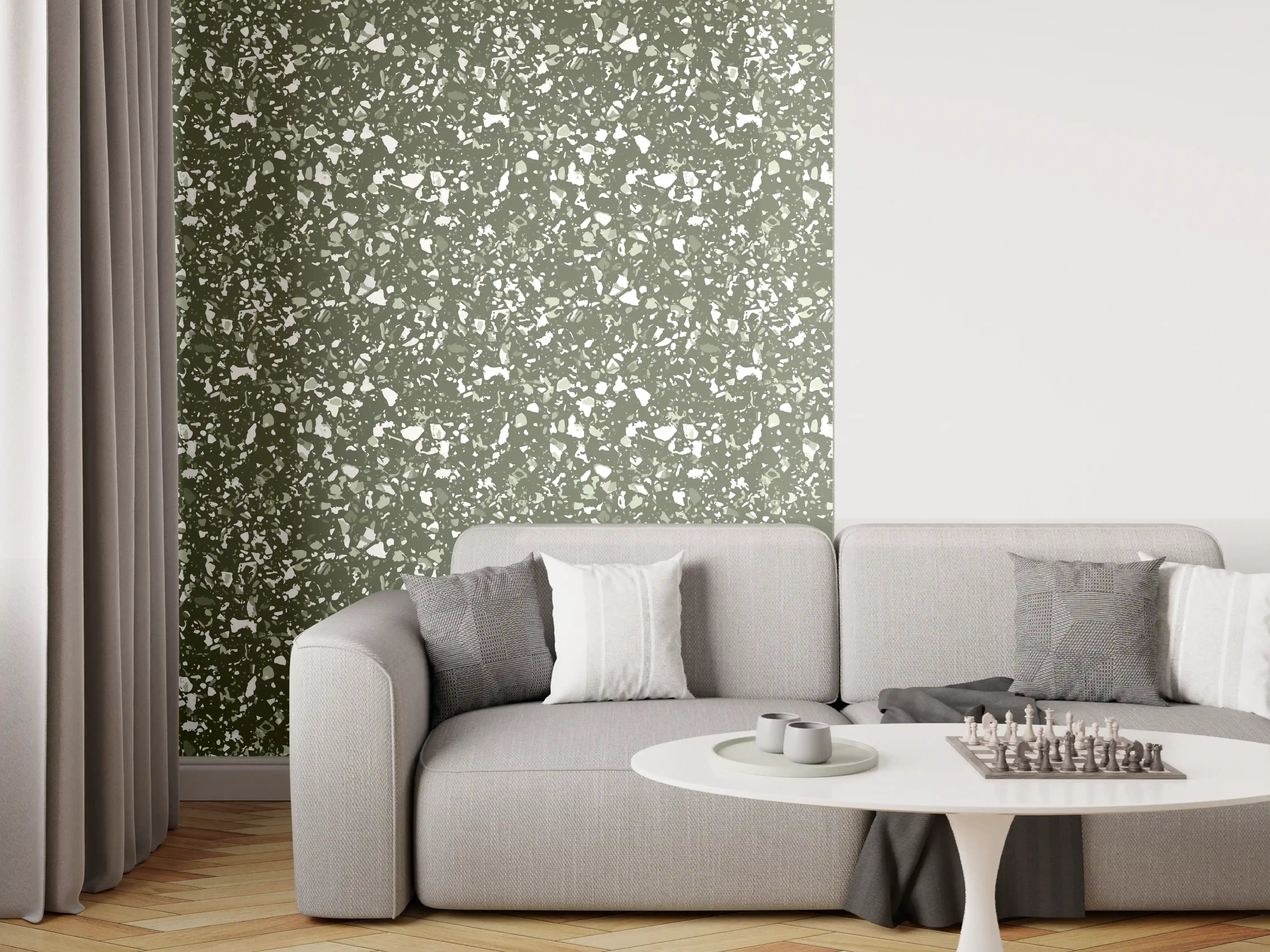 Wandverkleidung Wohnzimmer - Schitternder Marmor-Fehlerbehang in Grüntönen