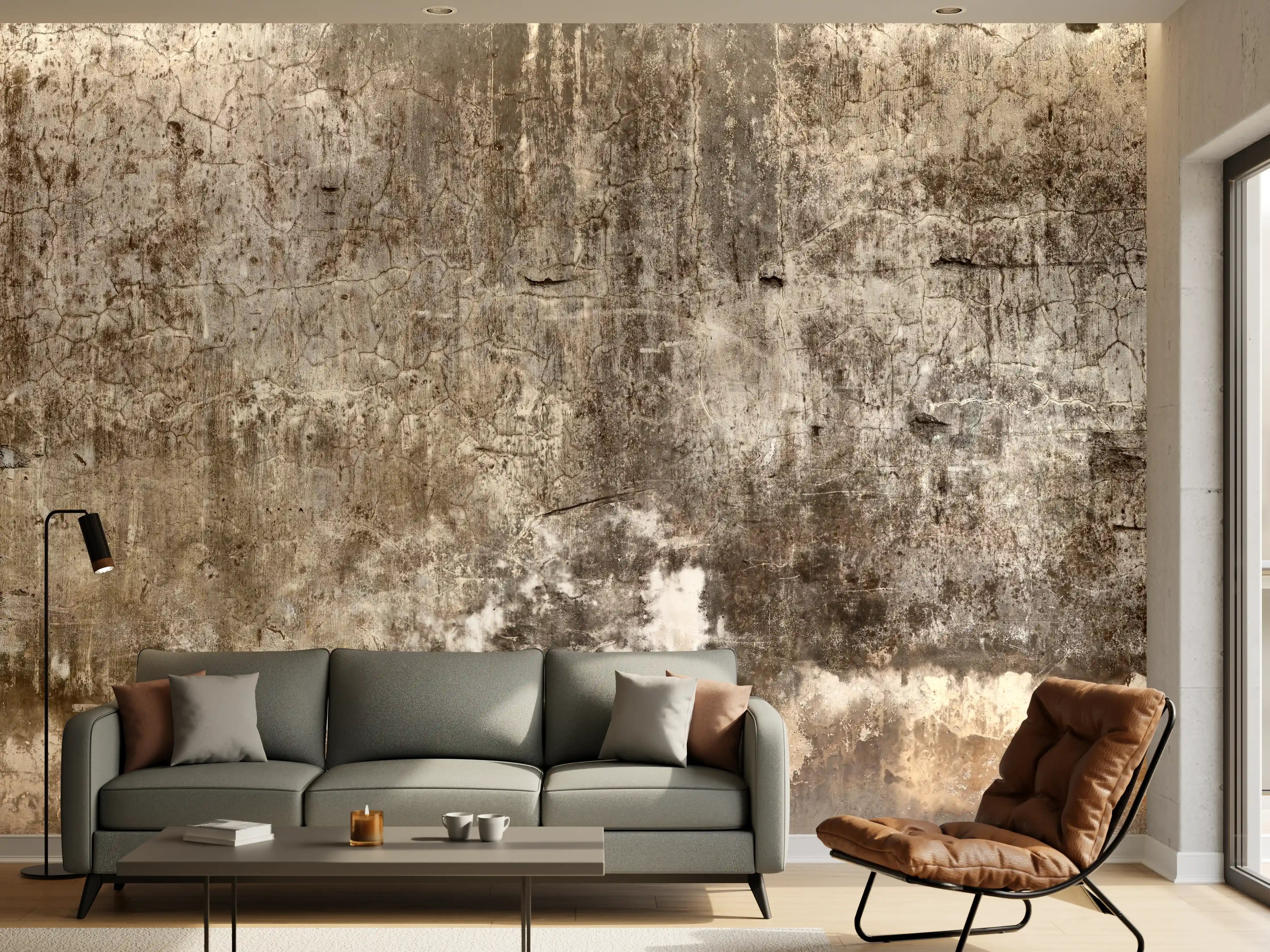 Wandverkleidung Wohnzimmer - Schmutzige Wand mit kaputtem Zementputz