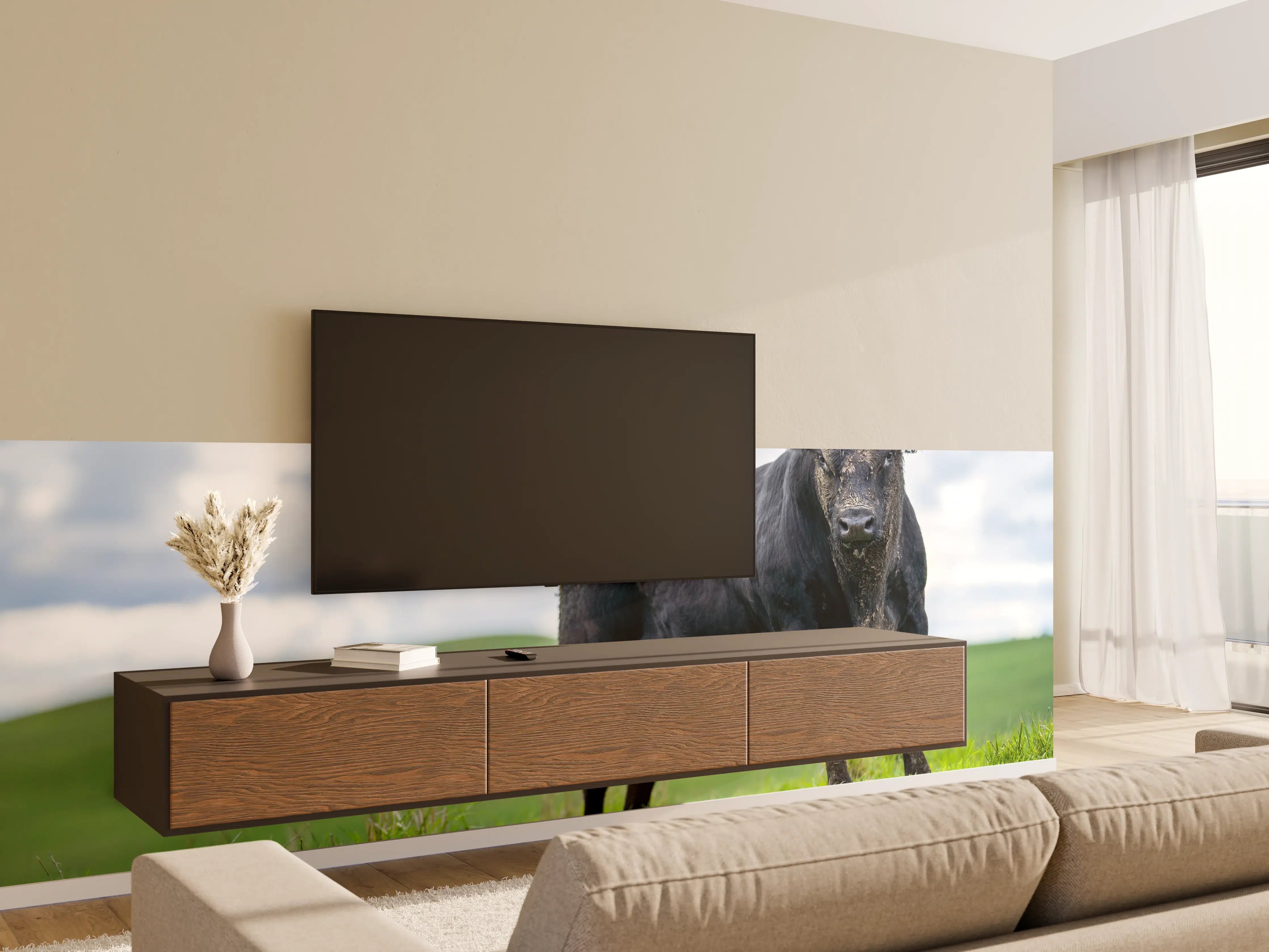Wandverkleidung Wohnzimmer - Schmutziger Aberdeen Angus