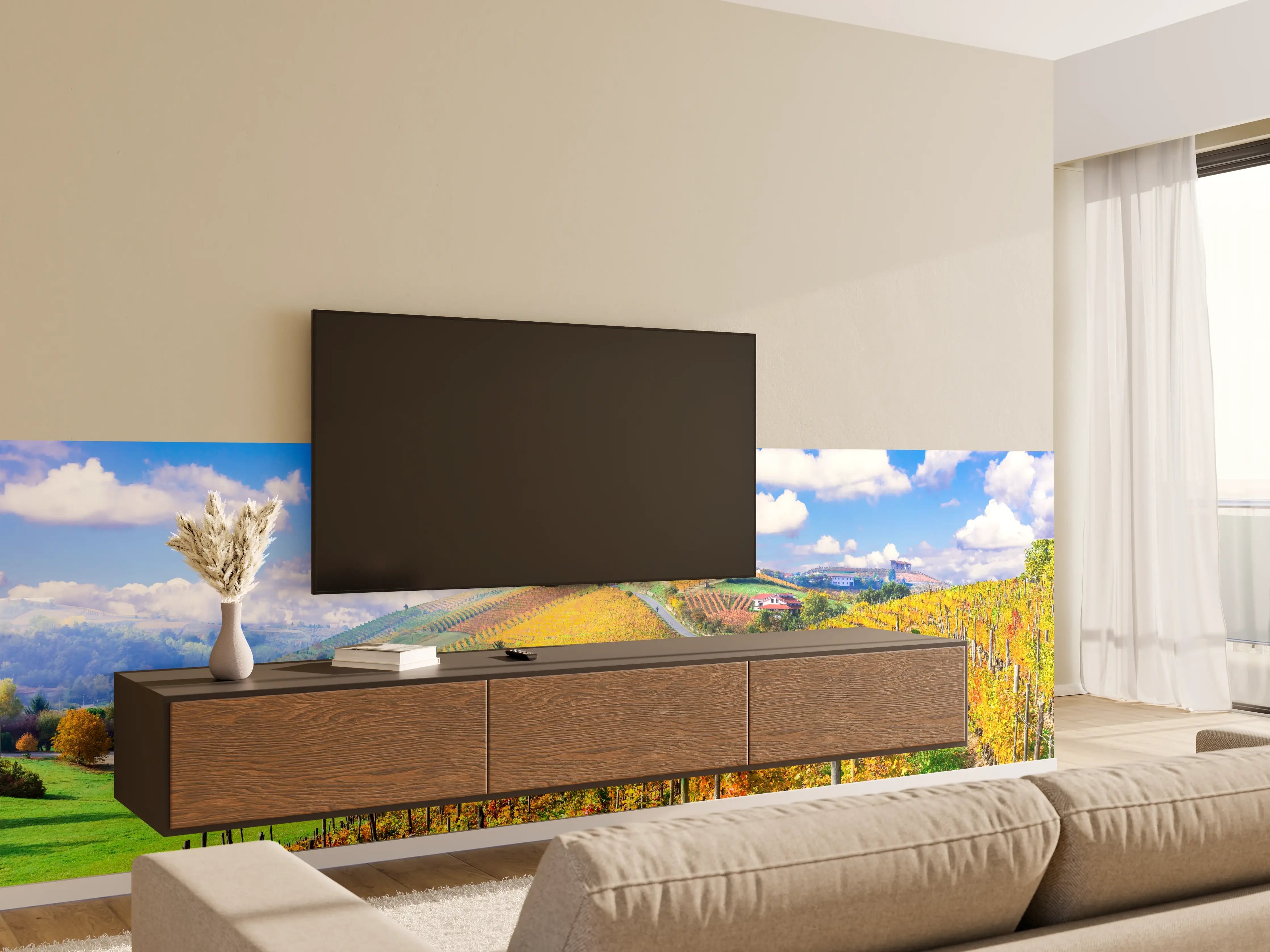 Wandverkleidung Wohnzimmer - Schöne Herbstlandschaft mit Weinbergen - Toskana