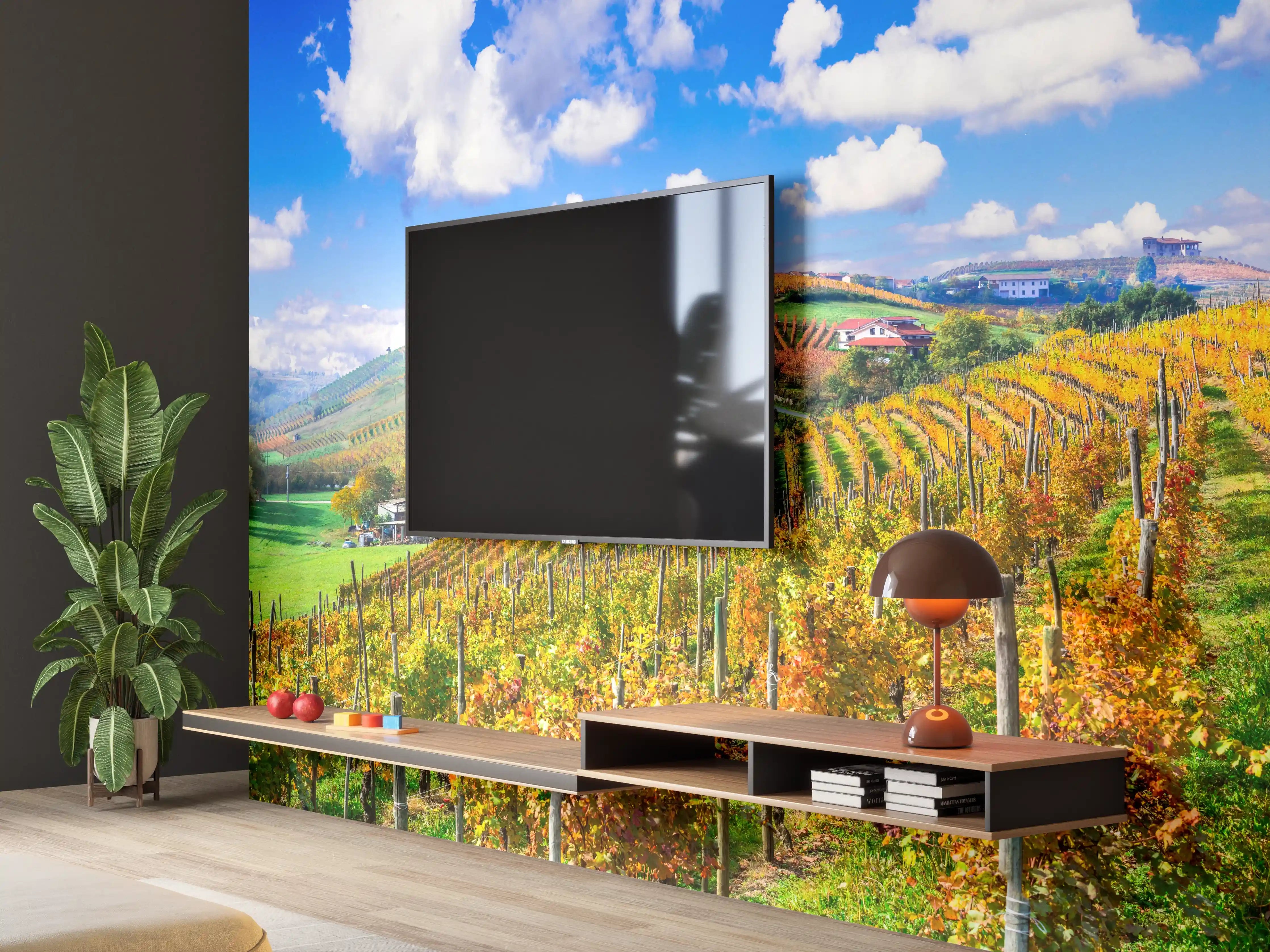 Wandverkleidung Wohnzimmer - Schöne Herbstlandschaft mit Weinbergen - Toskana