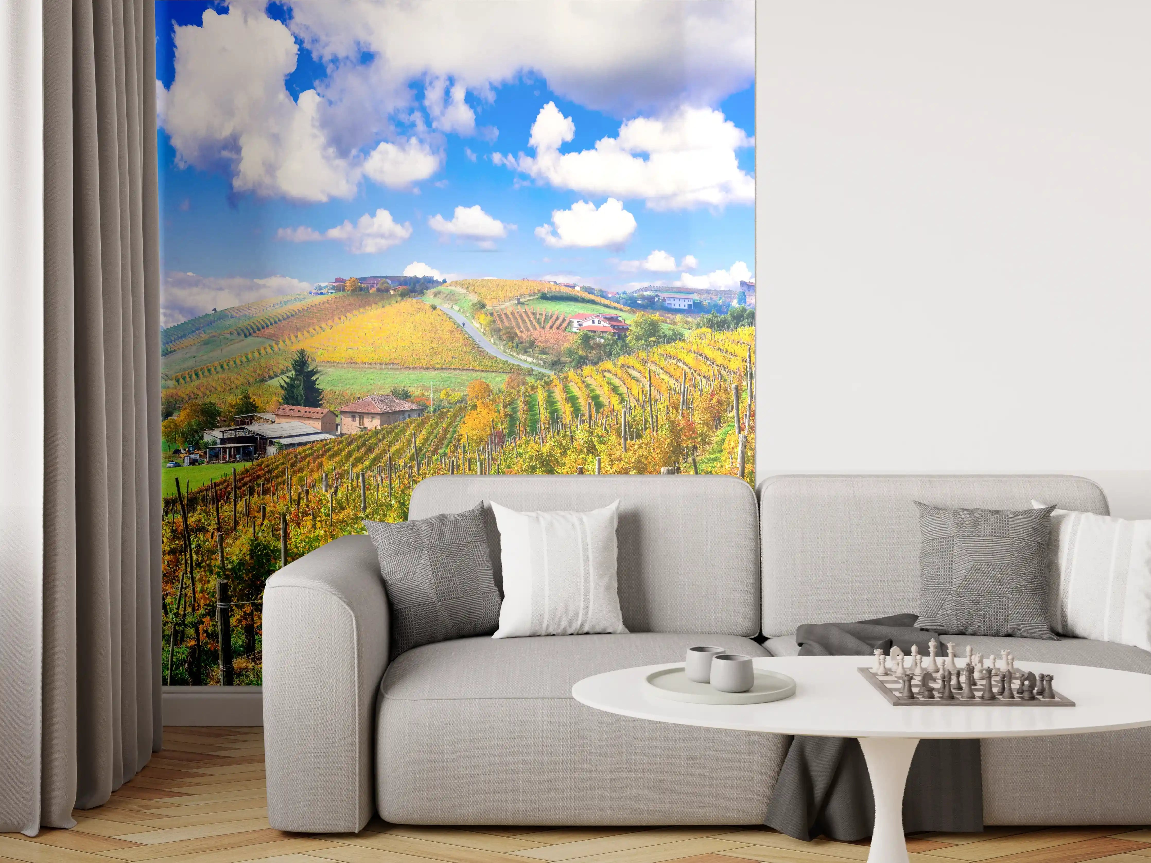 Wandverkleidung Wohnzimmer - Schöne Herbstlandschaft mit Weinbergen - Toskana