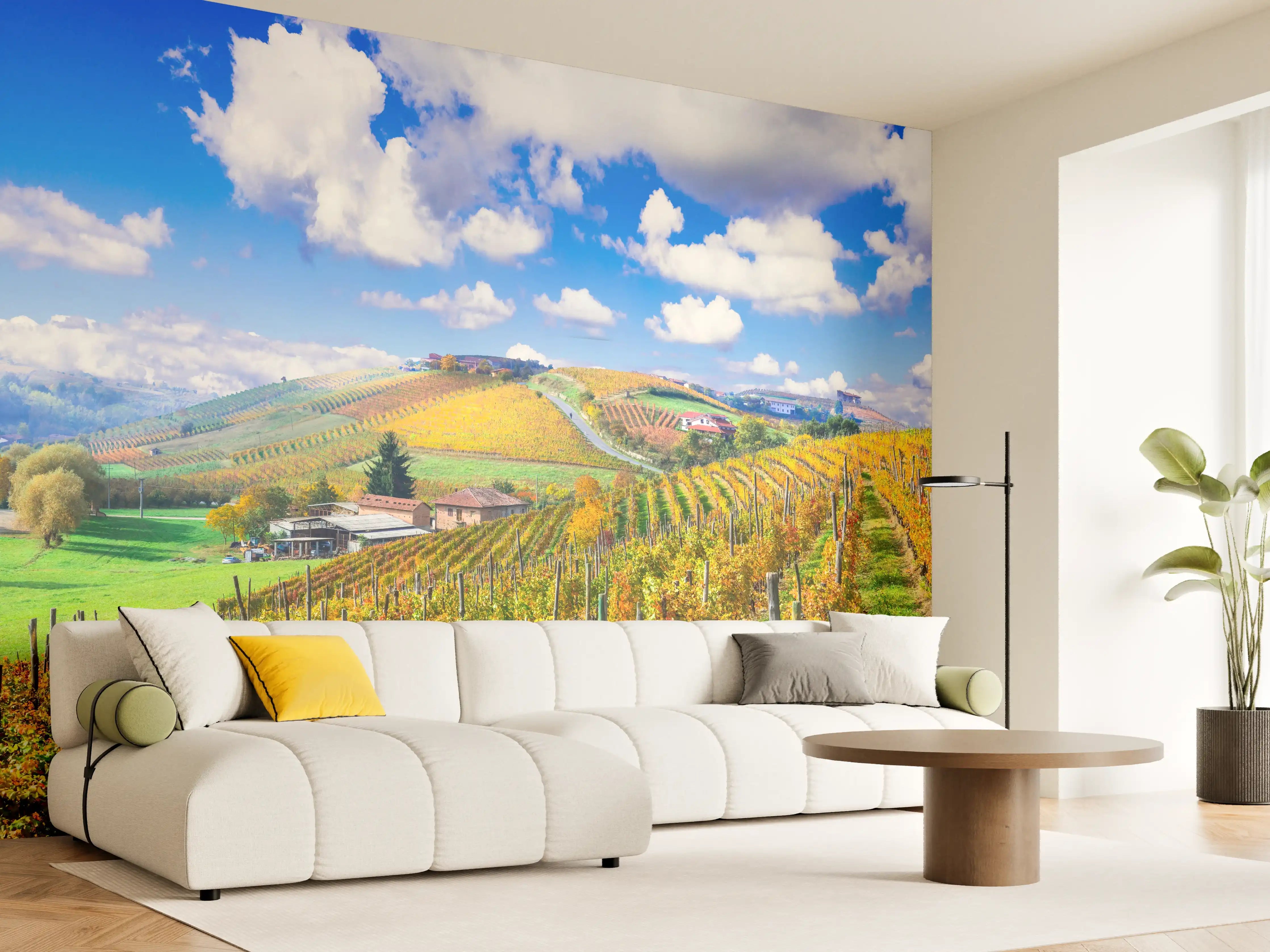 Wandverkleidung Wohnzimmer - Schöne Herbstlandschaft mit Weinbergen - Toskana