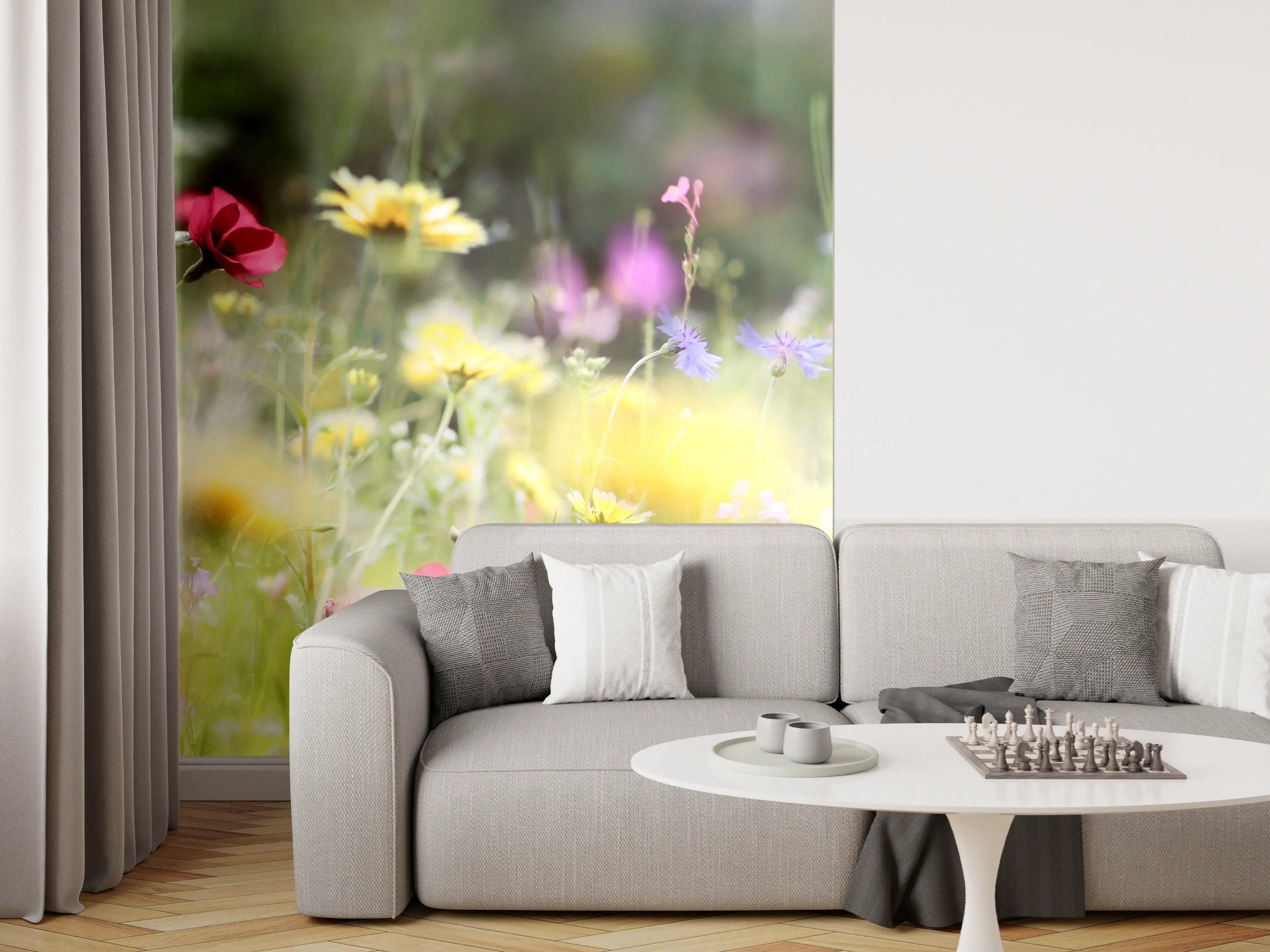 Wandverkleidung Wohnzimmer - Schöne Wildblumenwiese