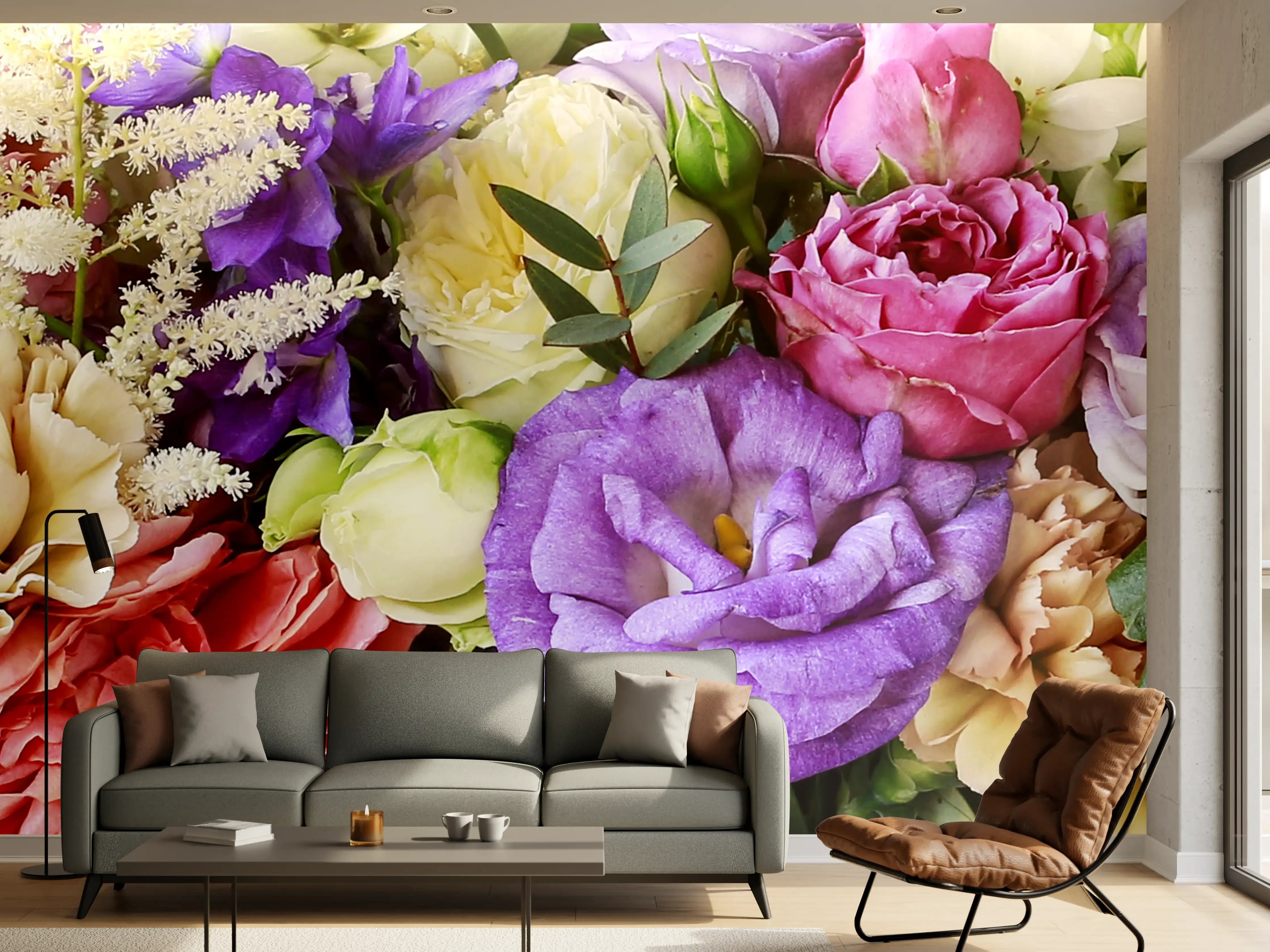 Wandverkleidung Wohnzimmer - Schöner Blumenstrauß