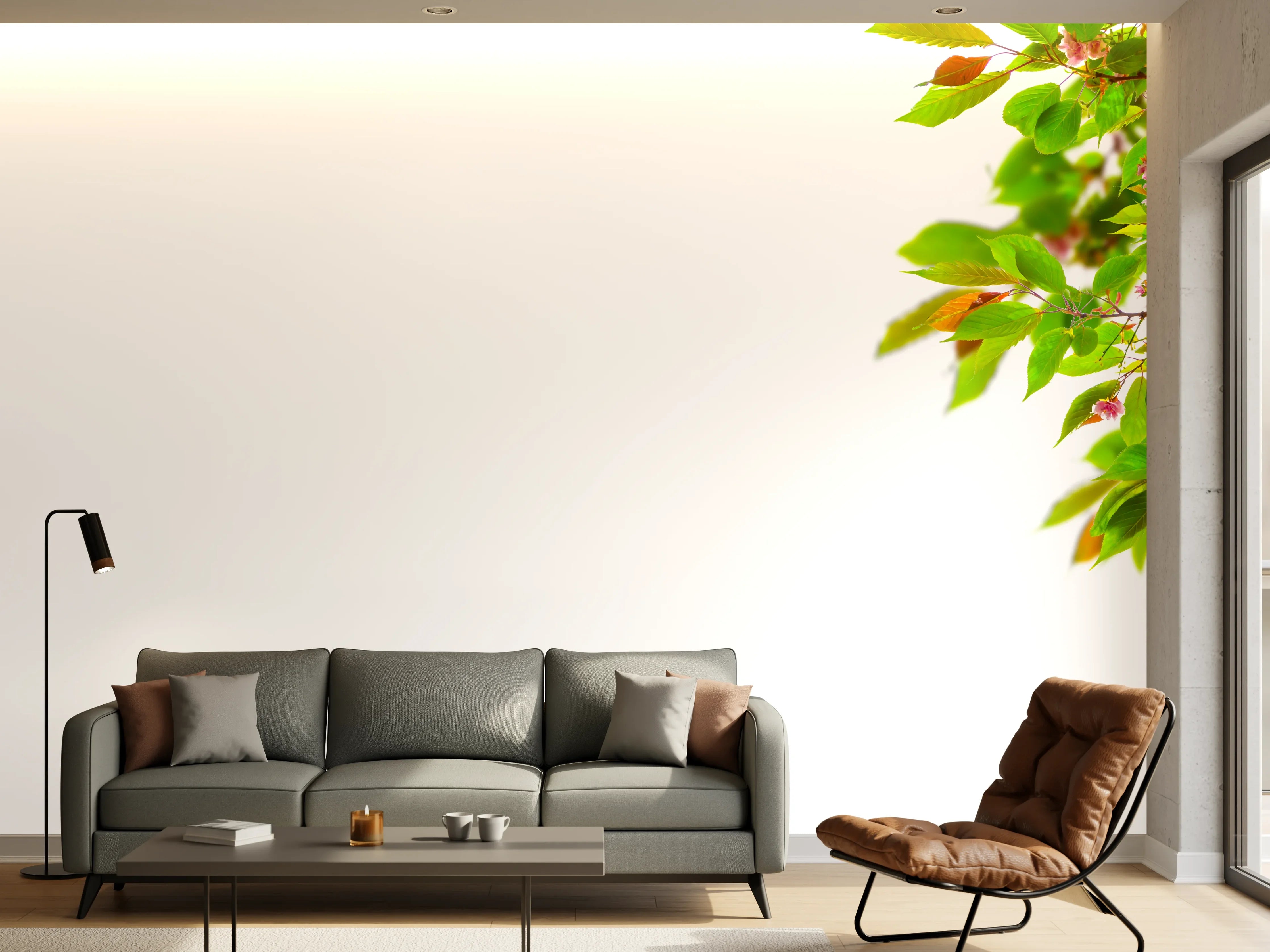 Wandverkleidung Wohnzimmer - Schöner Kirschblütenast