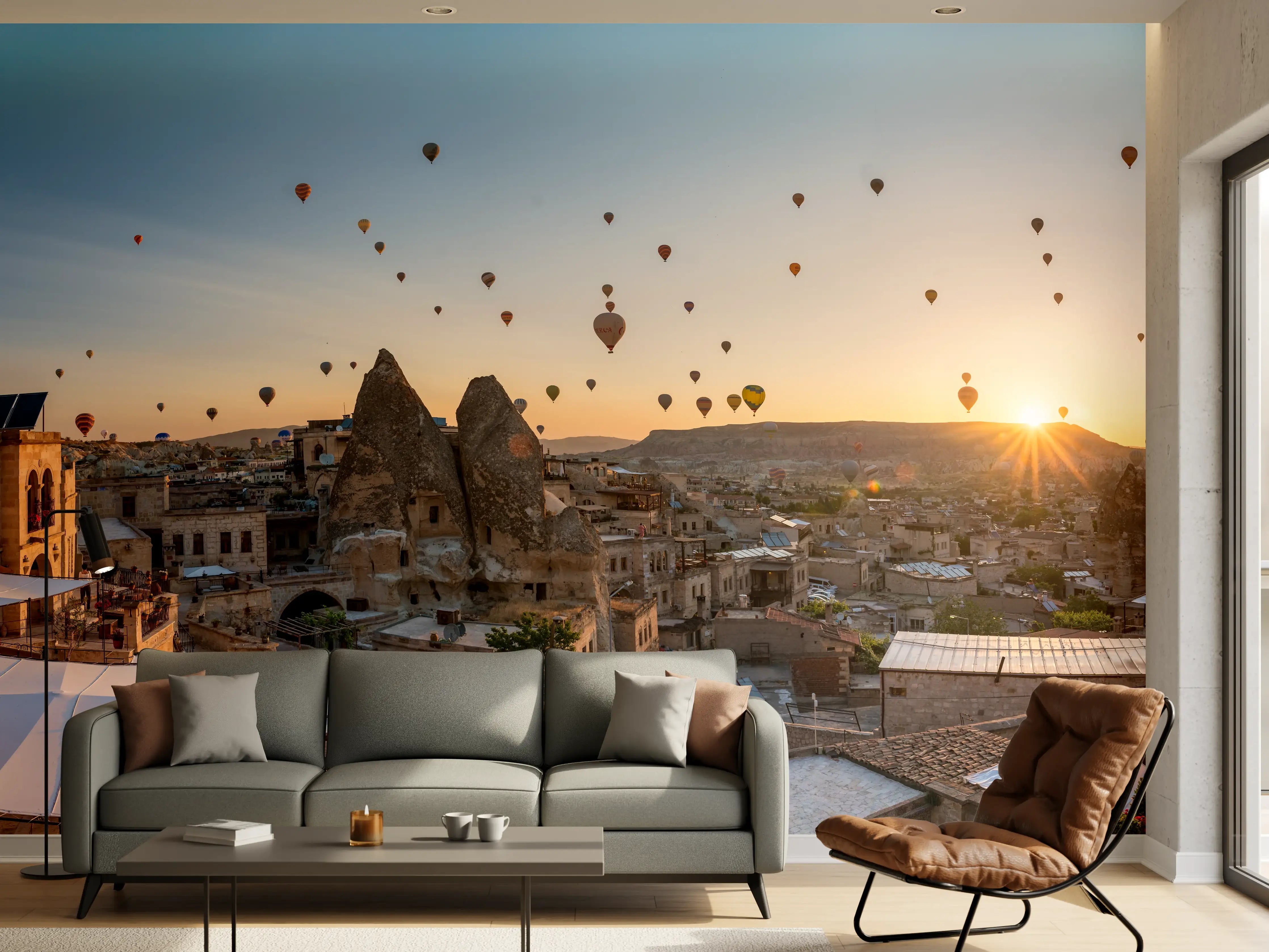 Wandverkleidung Wohnzimmer - Schöner Sonnenaufgang - Kappadokien, Türkei