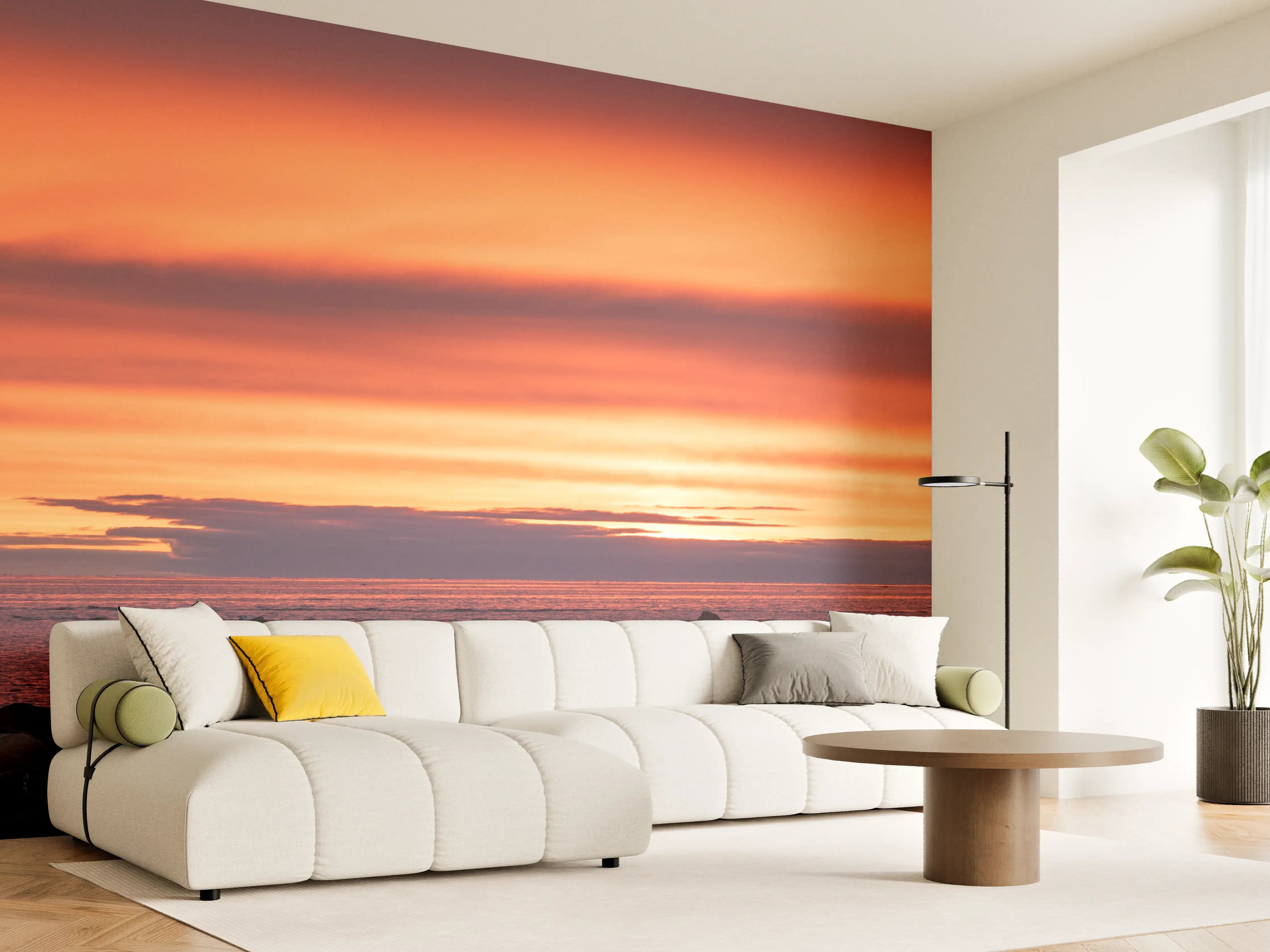 Wandverkleidung Wohnzimmer - Schöner Sonnenuntergang am Meer