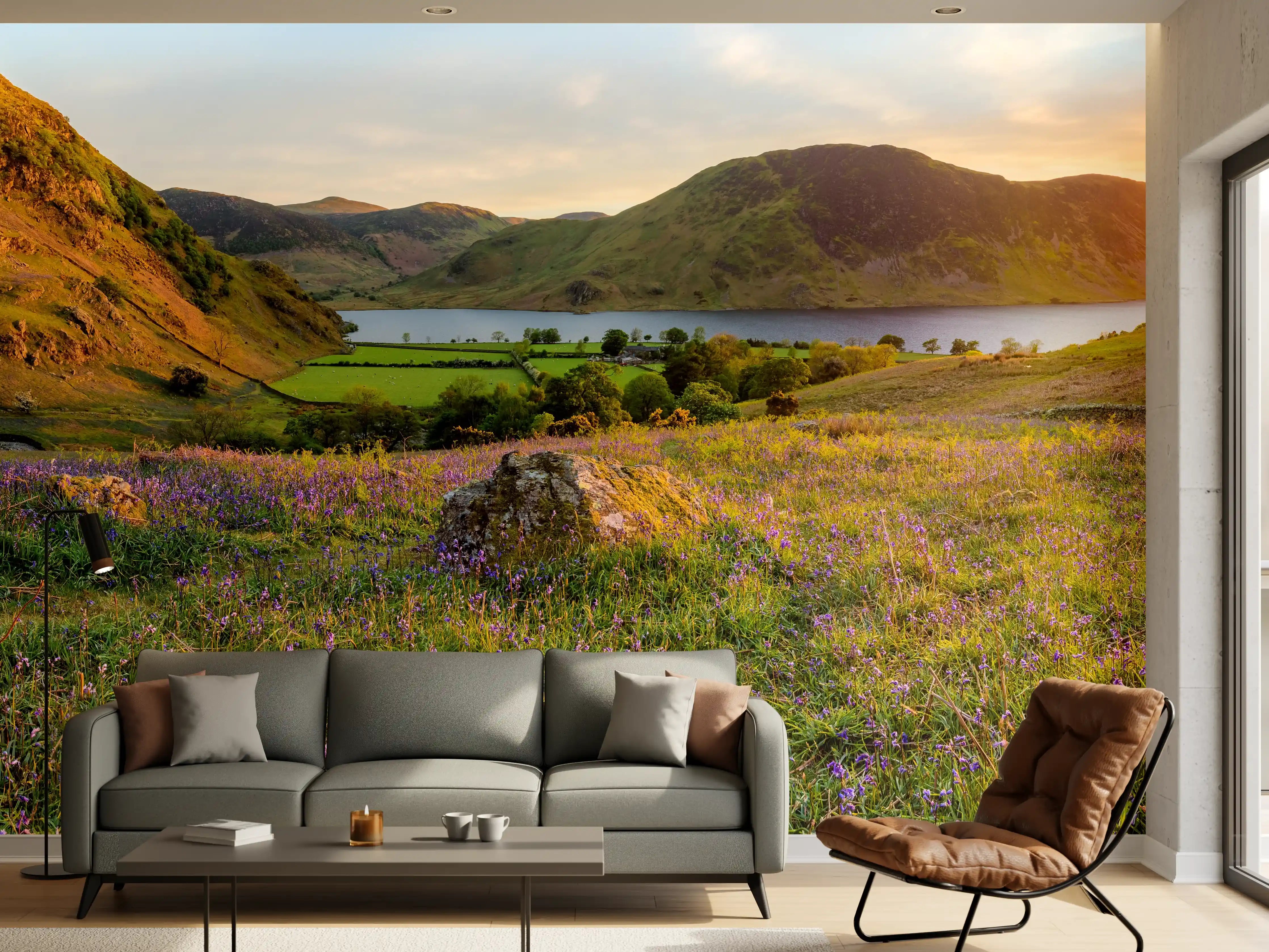 Wandverkleidung Wohnzimmer - Schöner Sonnenuntergang bei Rannerdale Knots