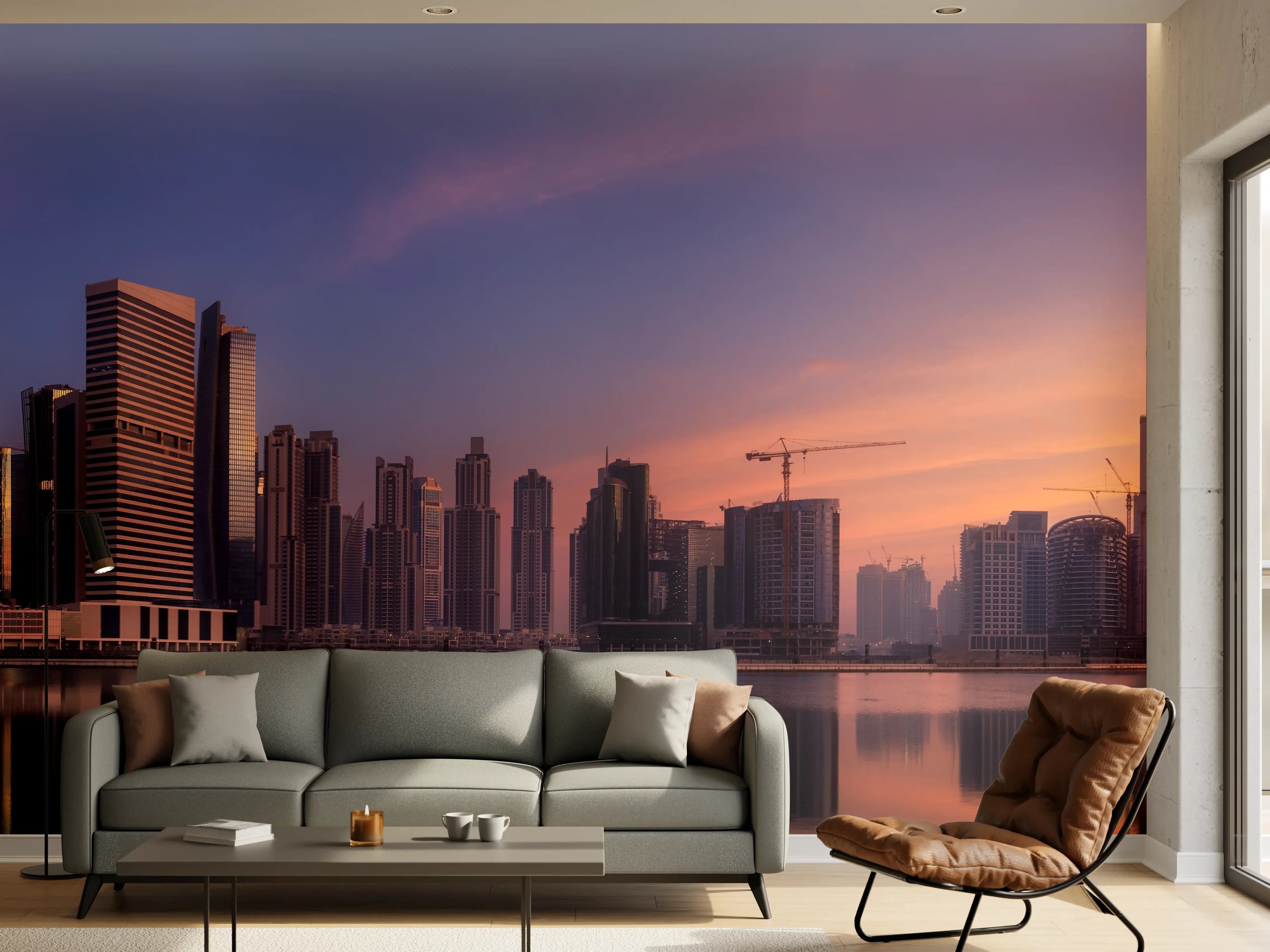 Wandverkleidung Wohnzimmer - Schönes Stadtbild von Dubai