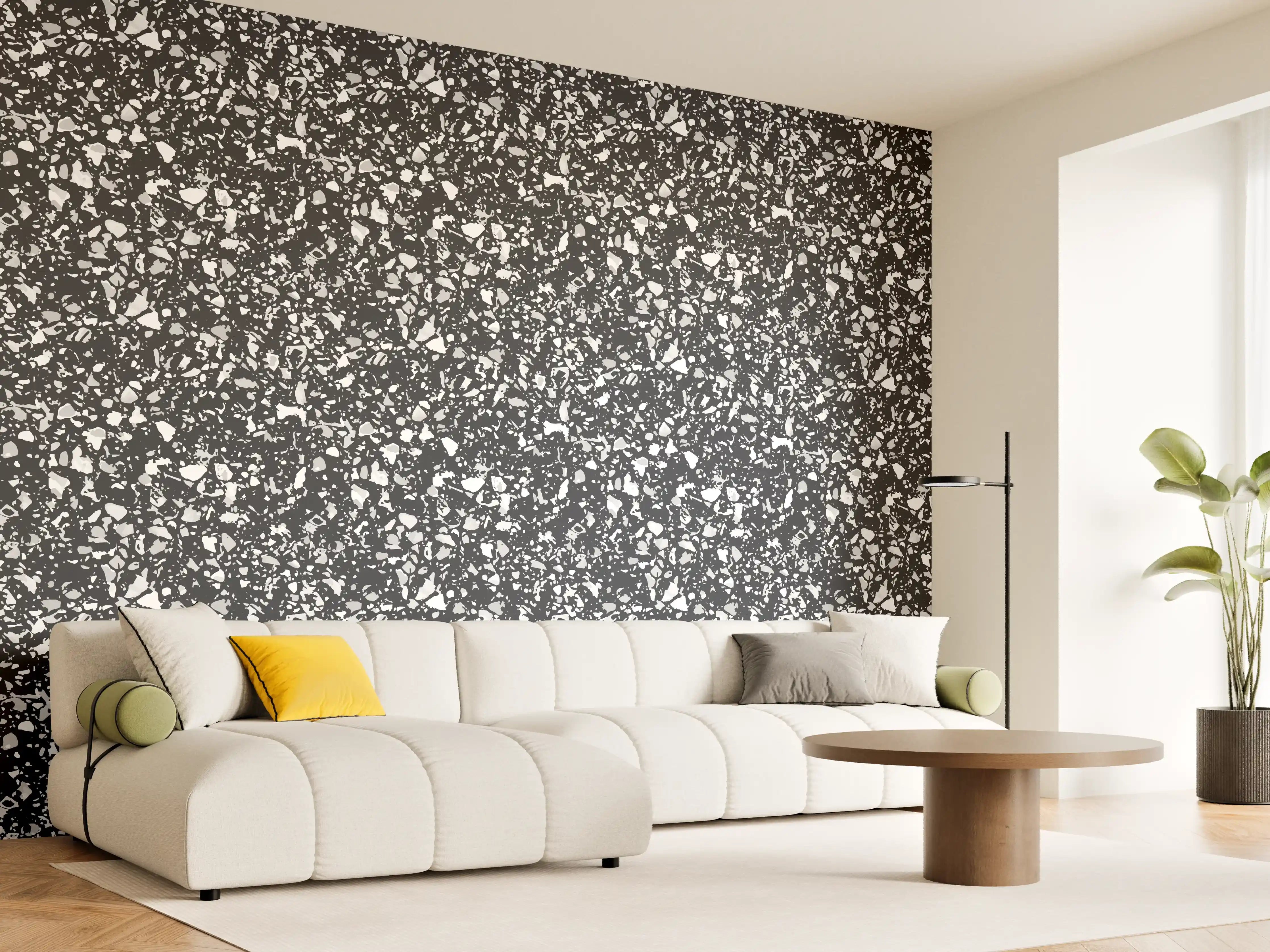 Wandverkleidung Wohnzimmer - Schwarz-Graue Strukturierte Oberfläche