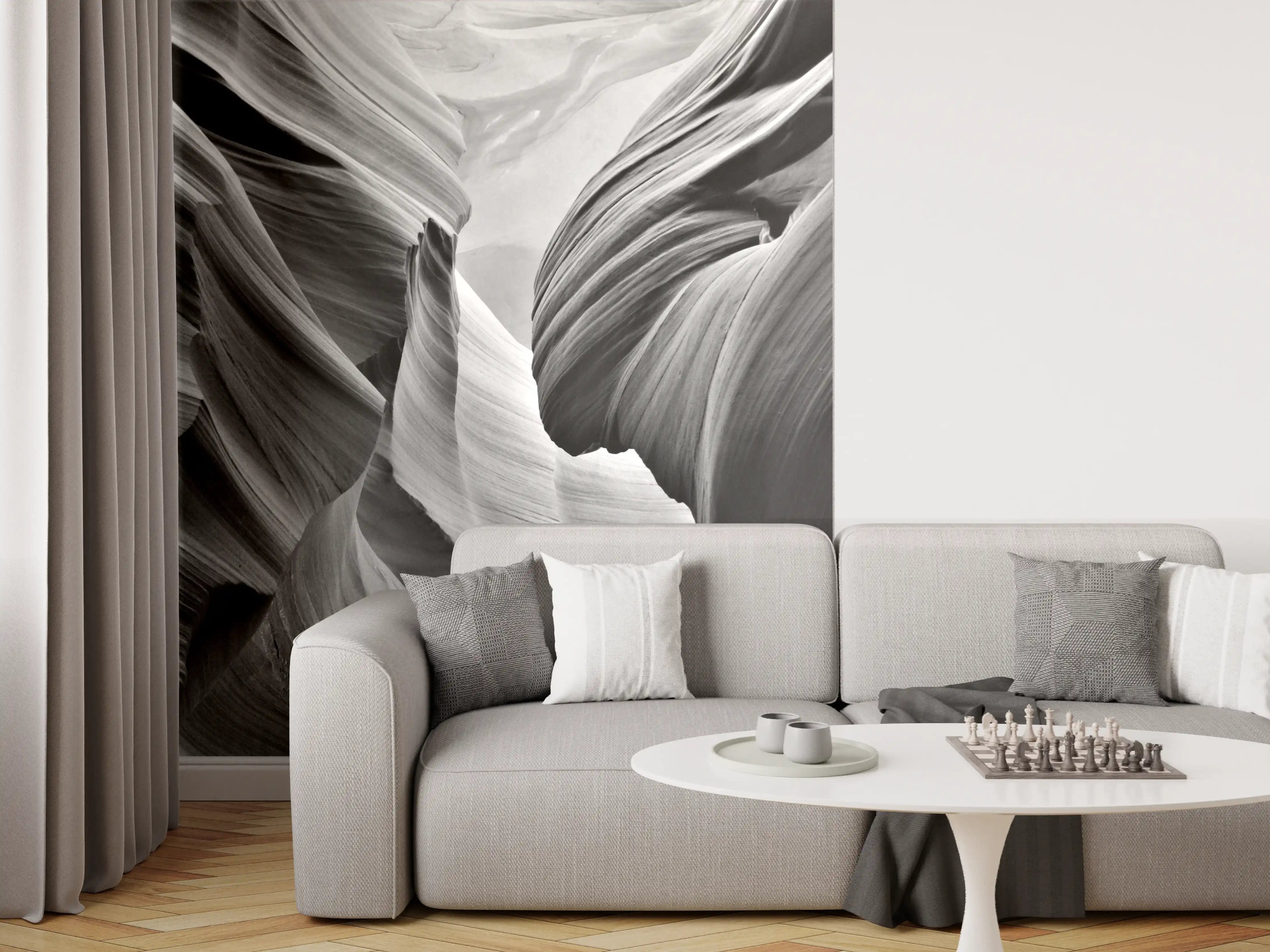 Wandverkleidung Wohnzimmer - Schwarz-Weiß-Slot Canyon Fotografie