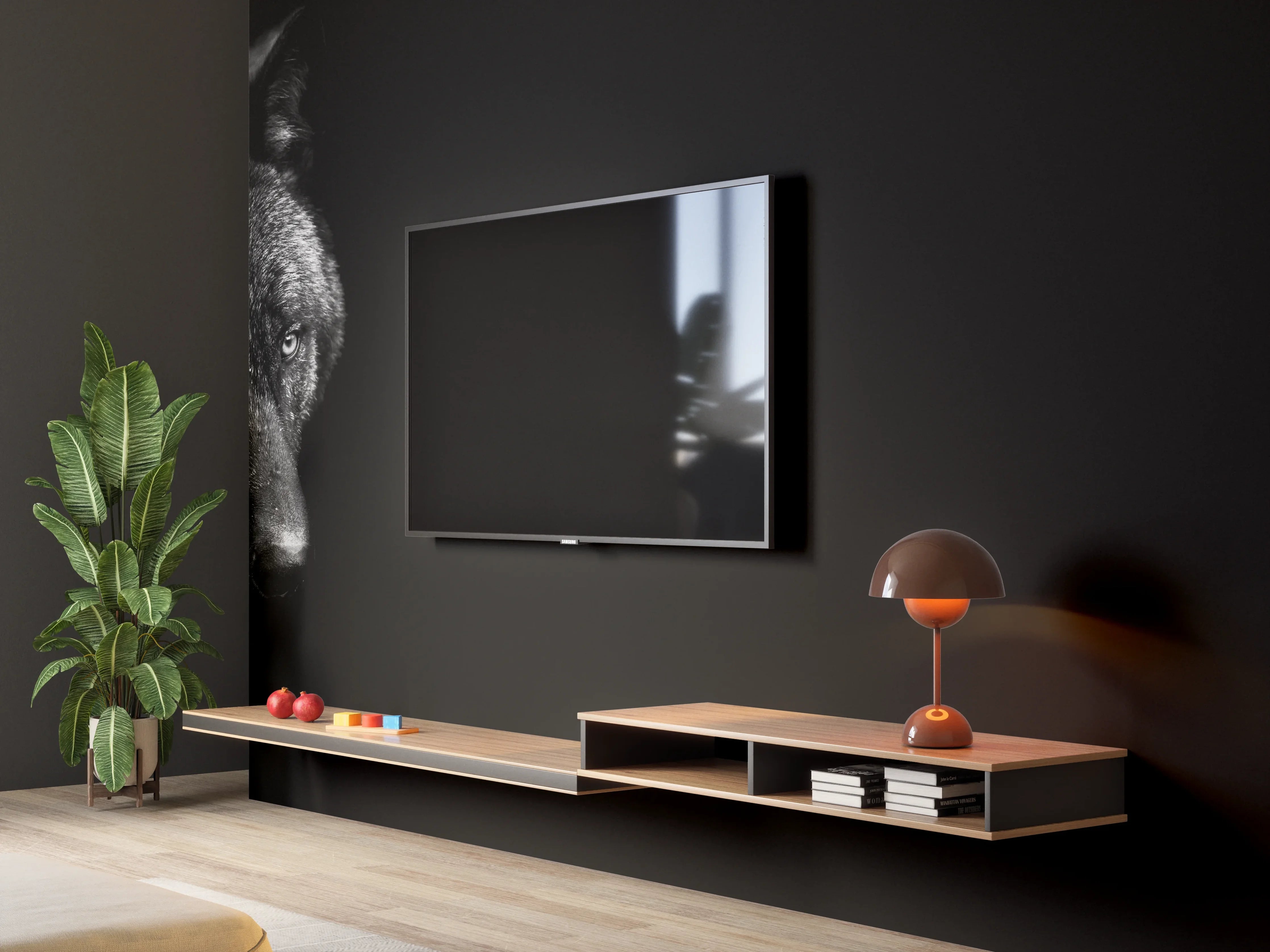 Wandverkleidung Wohnzimmer - Schwarz-Weiß Wolf Porträt