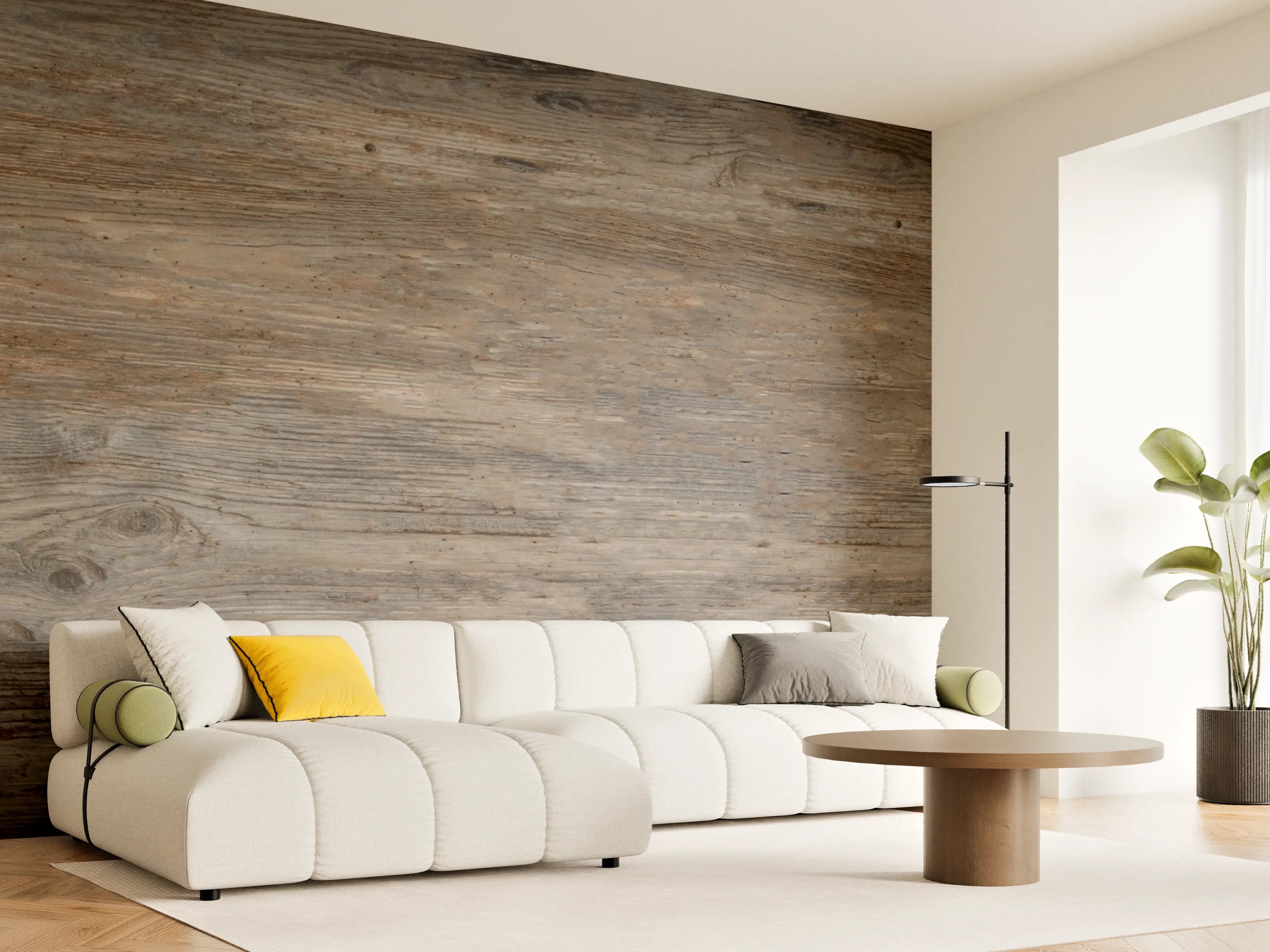 Wandverkleidung Wohnzimmer - Schwarz-braune Holzplatte