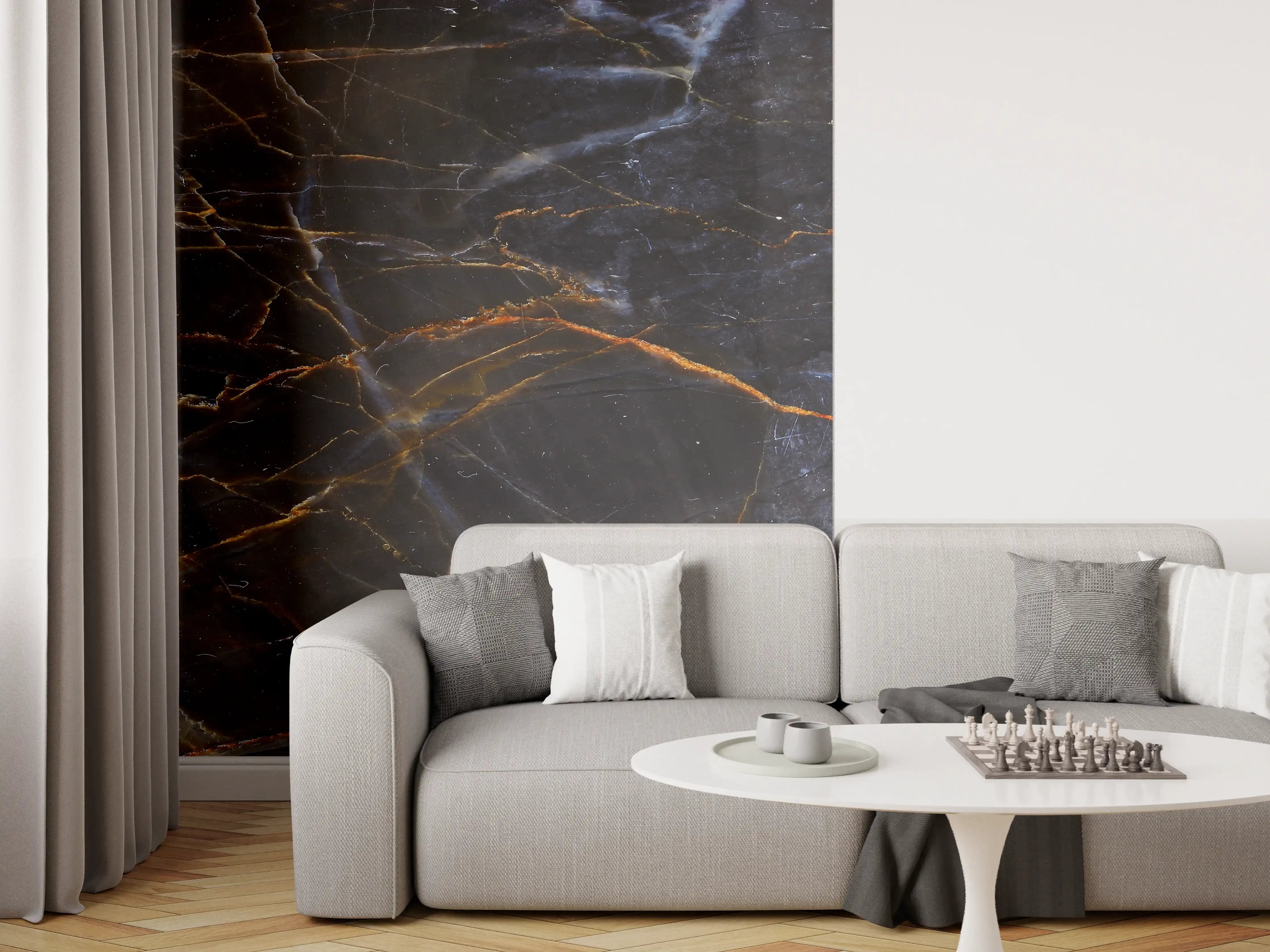 Wandverkleidung Wohnzimmer - Schwarz und braune Marmor Textur aus Russland