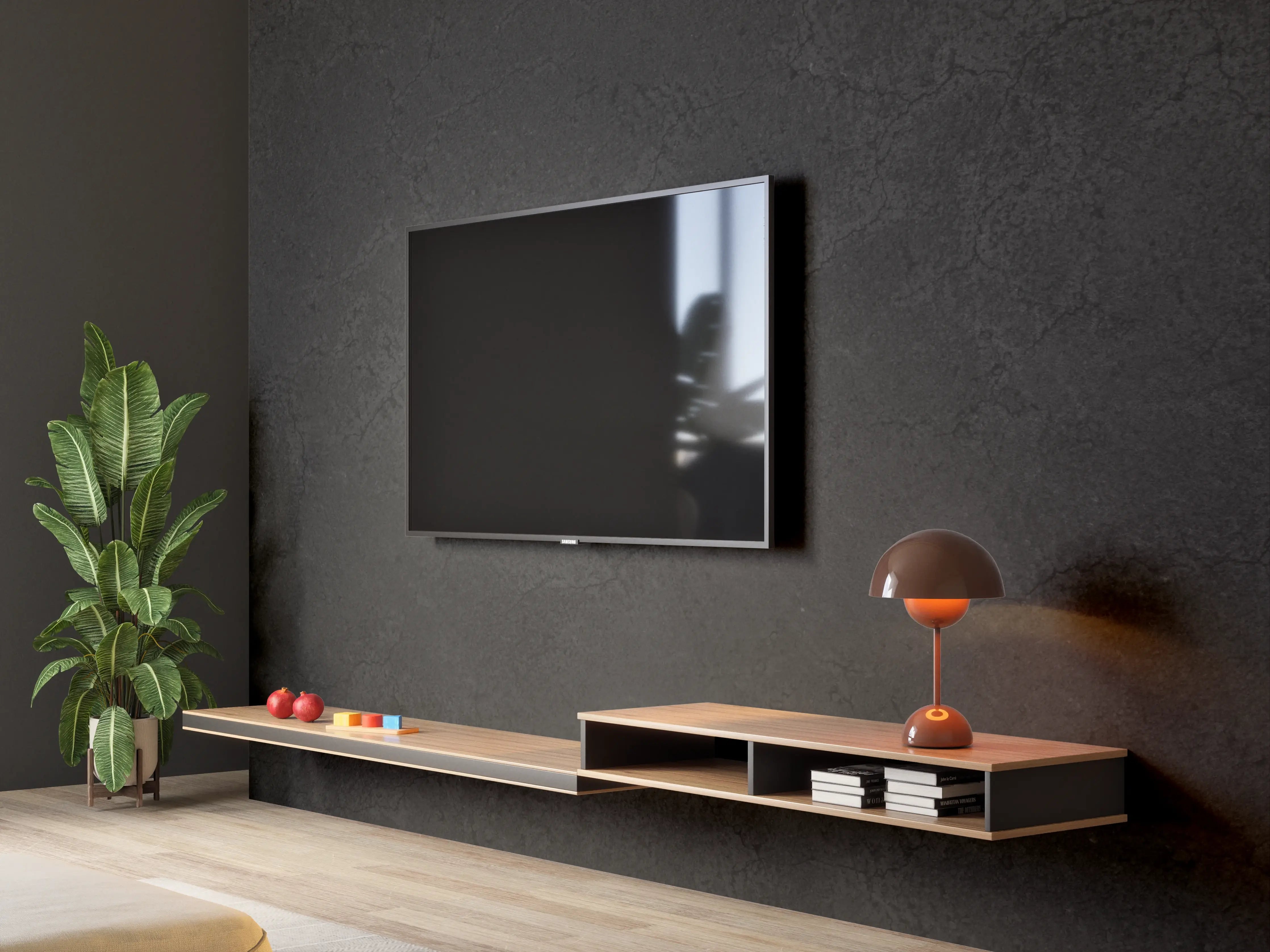 Wandverkleidung Wohnzimmer - Schwarze Marmorwand