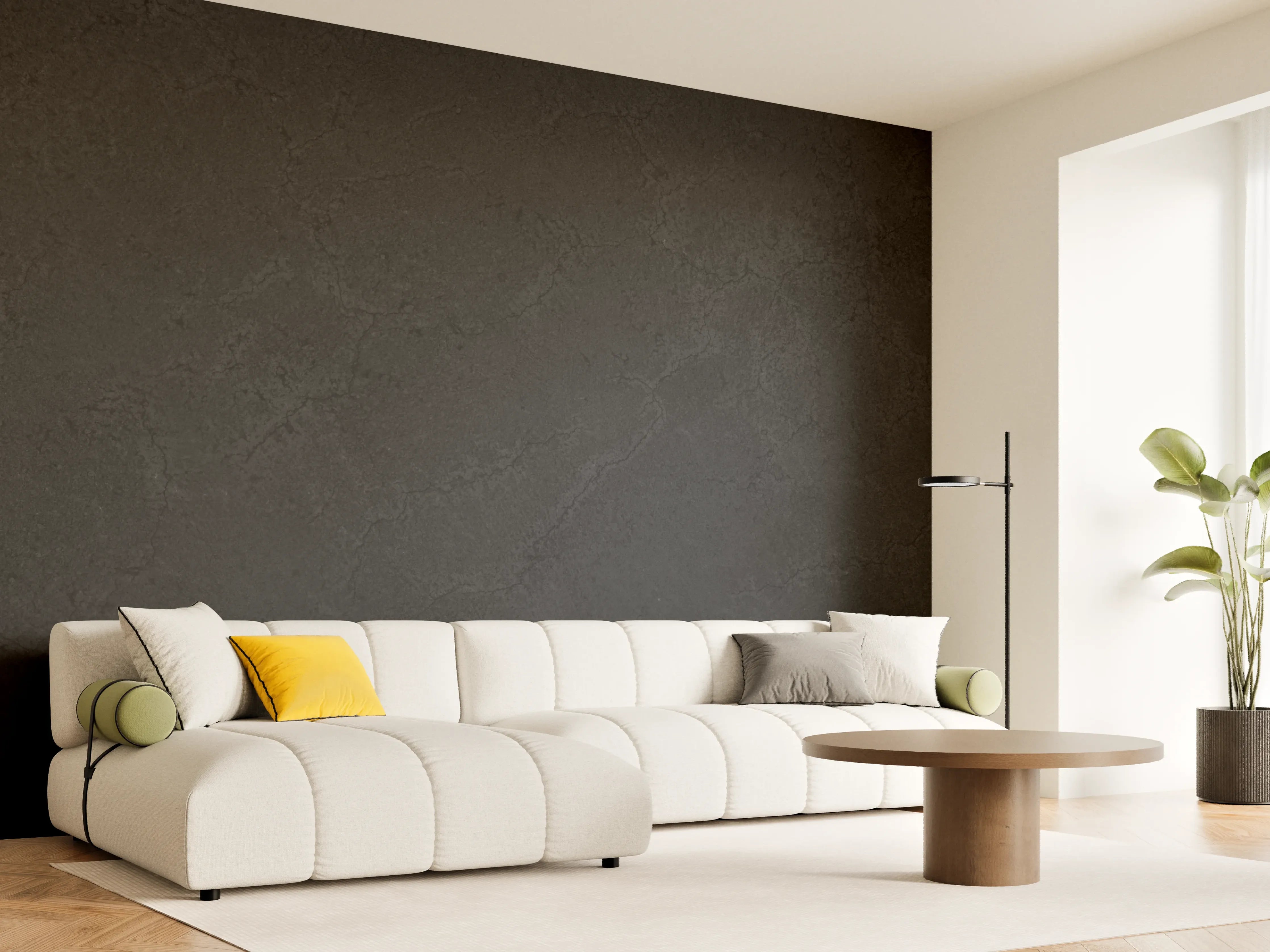 Wandverkleidung Wohnzimmer - Schwarze Marmorwand