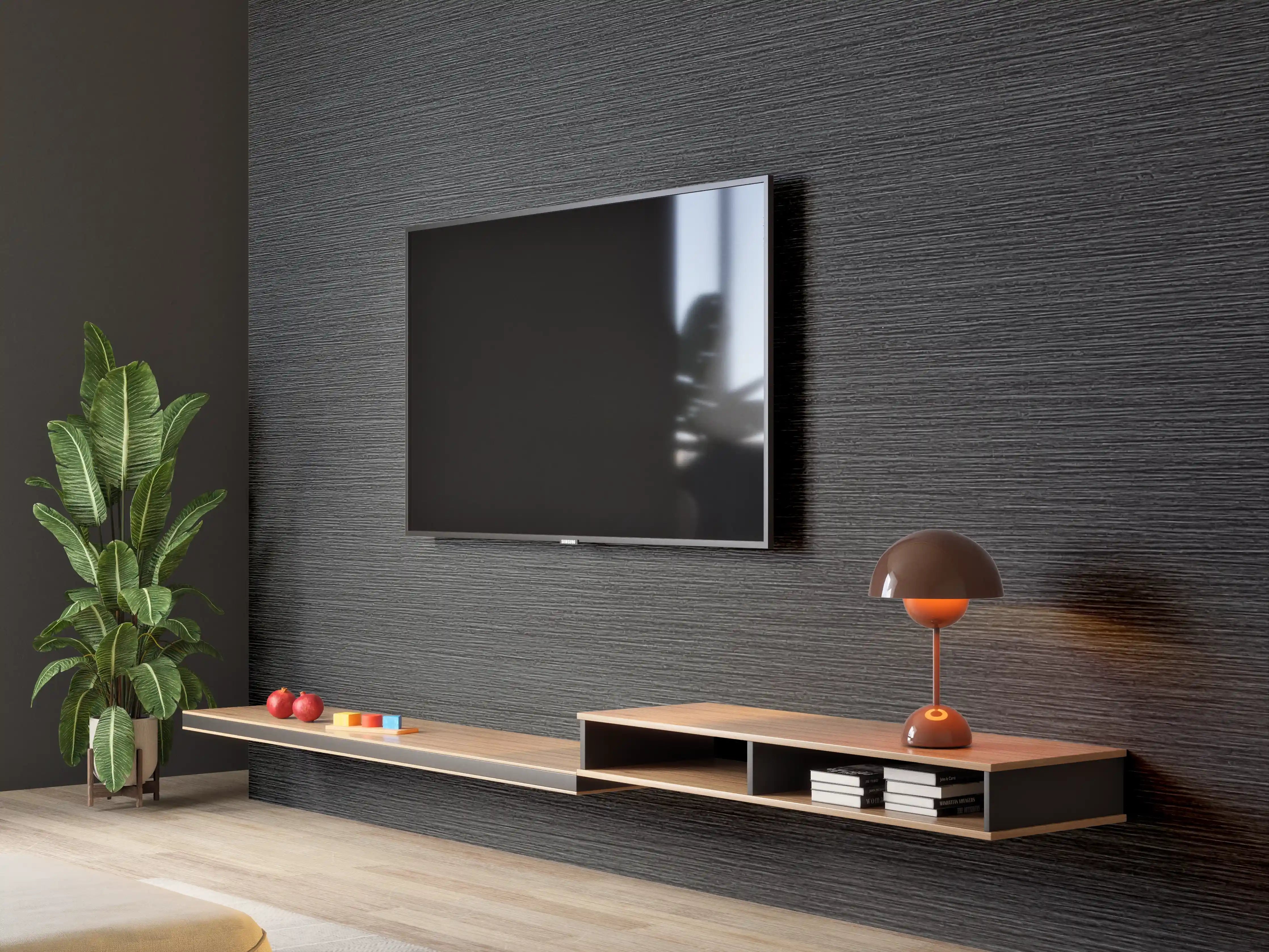 Wandverkleidung Wohnzimmer - Schwarze Metall-Oberfläche
