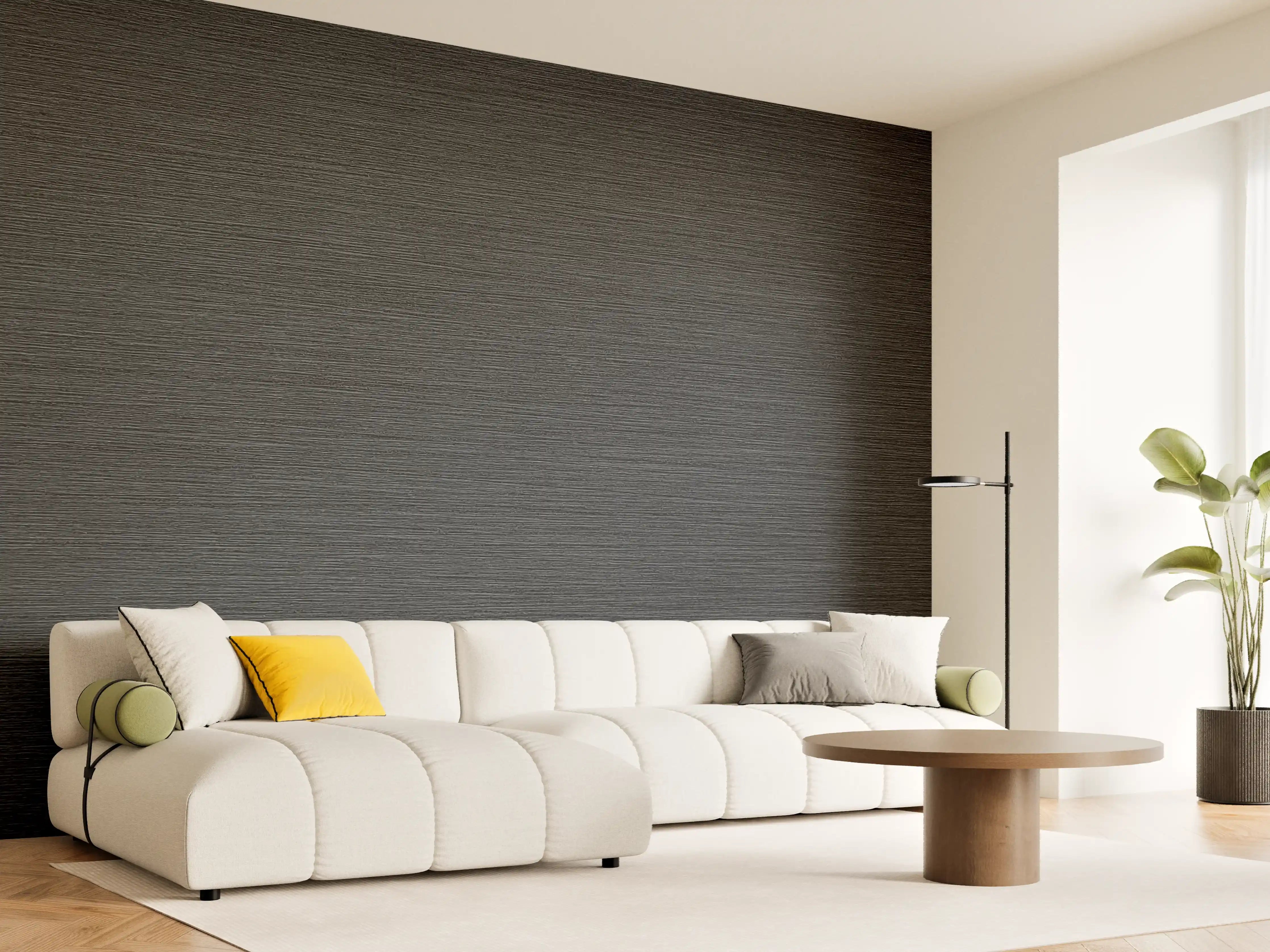 Wandverkleidung Wohnzimmer - Schwarze Metall-Oberfläche