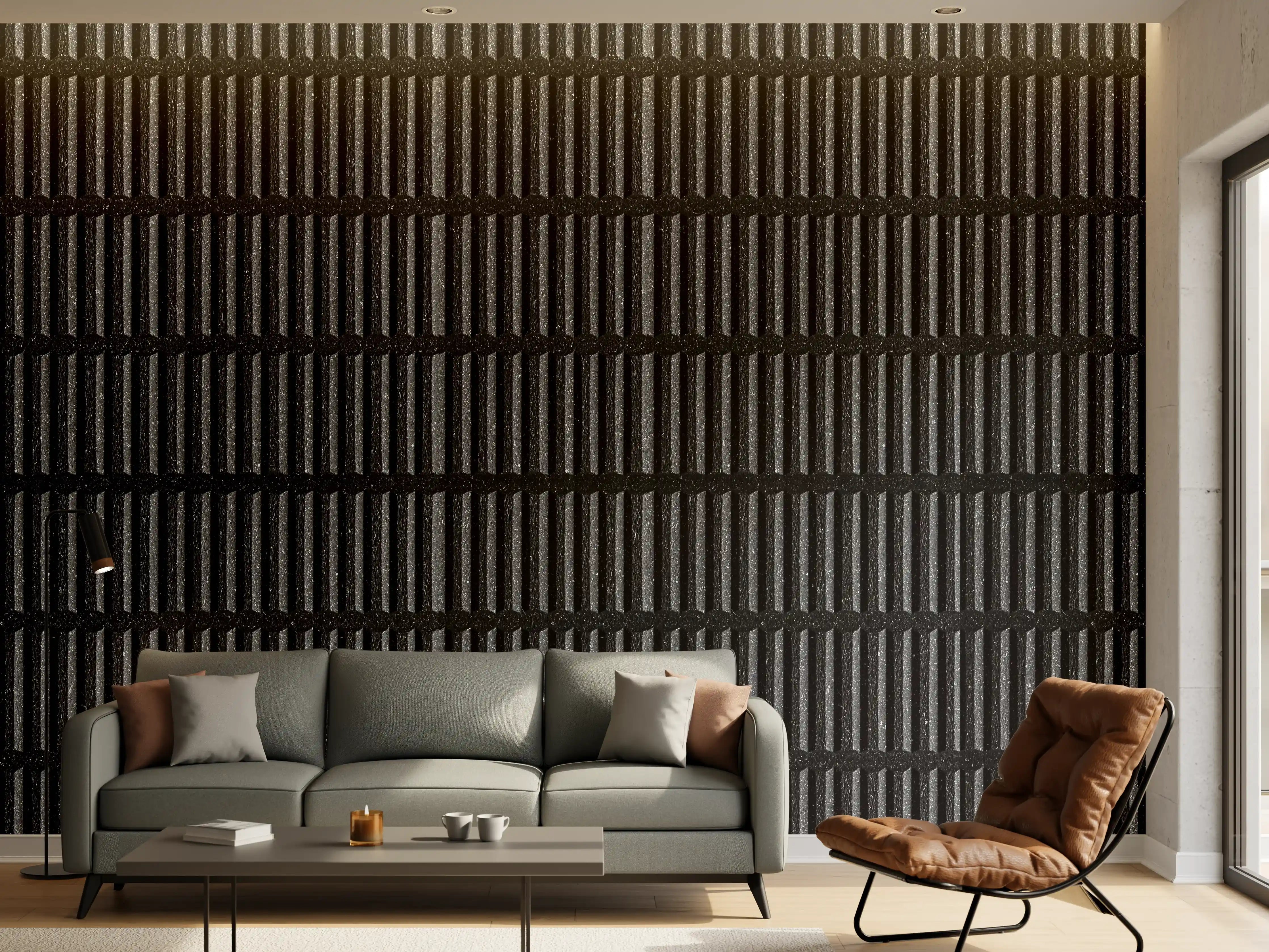 Wandverkleidung Wohnzimmer - Schwarze Stein Ziegel Textur