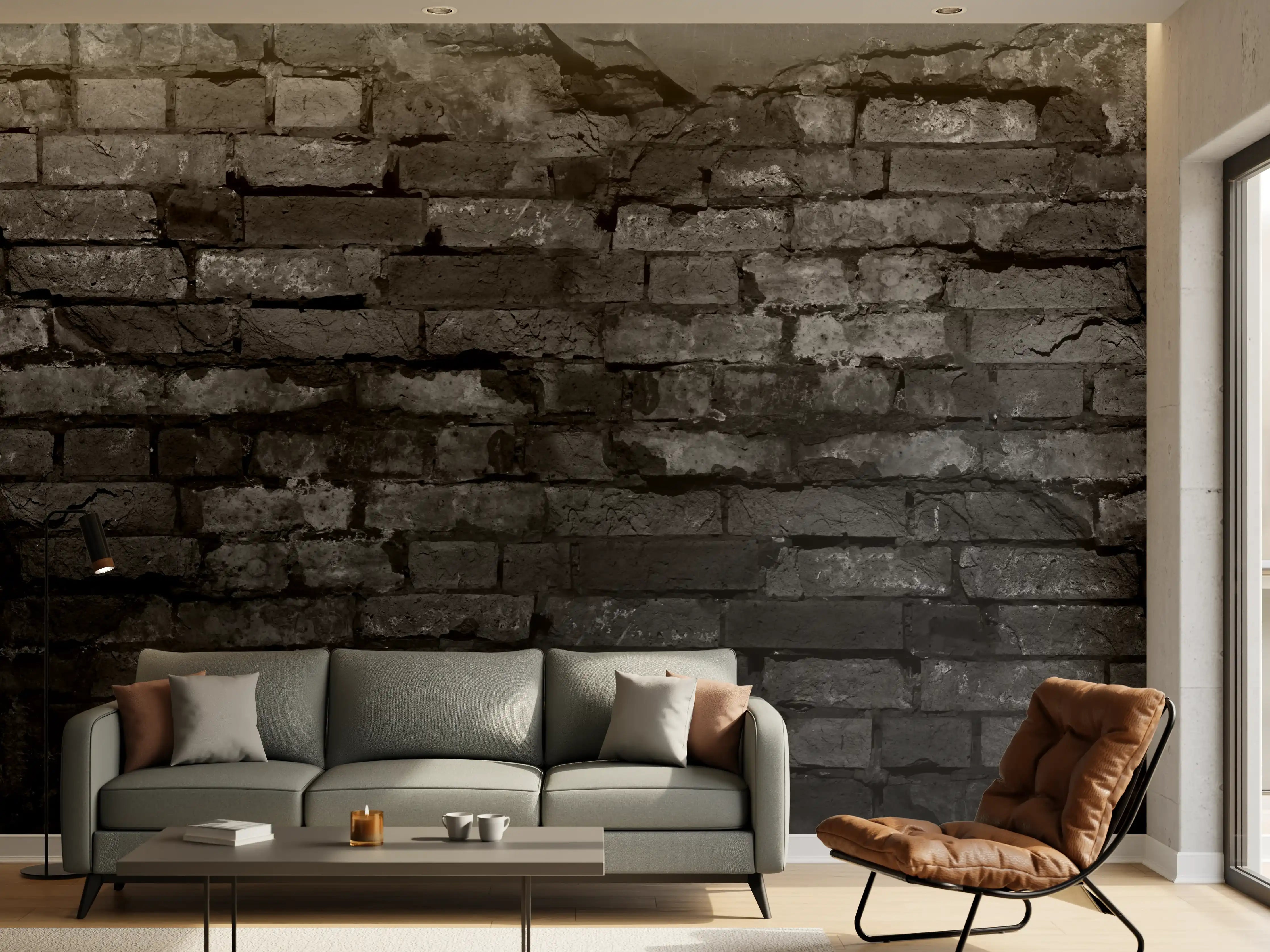 Wandverkleidung Wohnzimmer - Schwarze alte Backsteinmauer