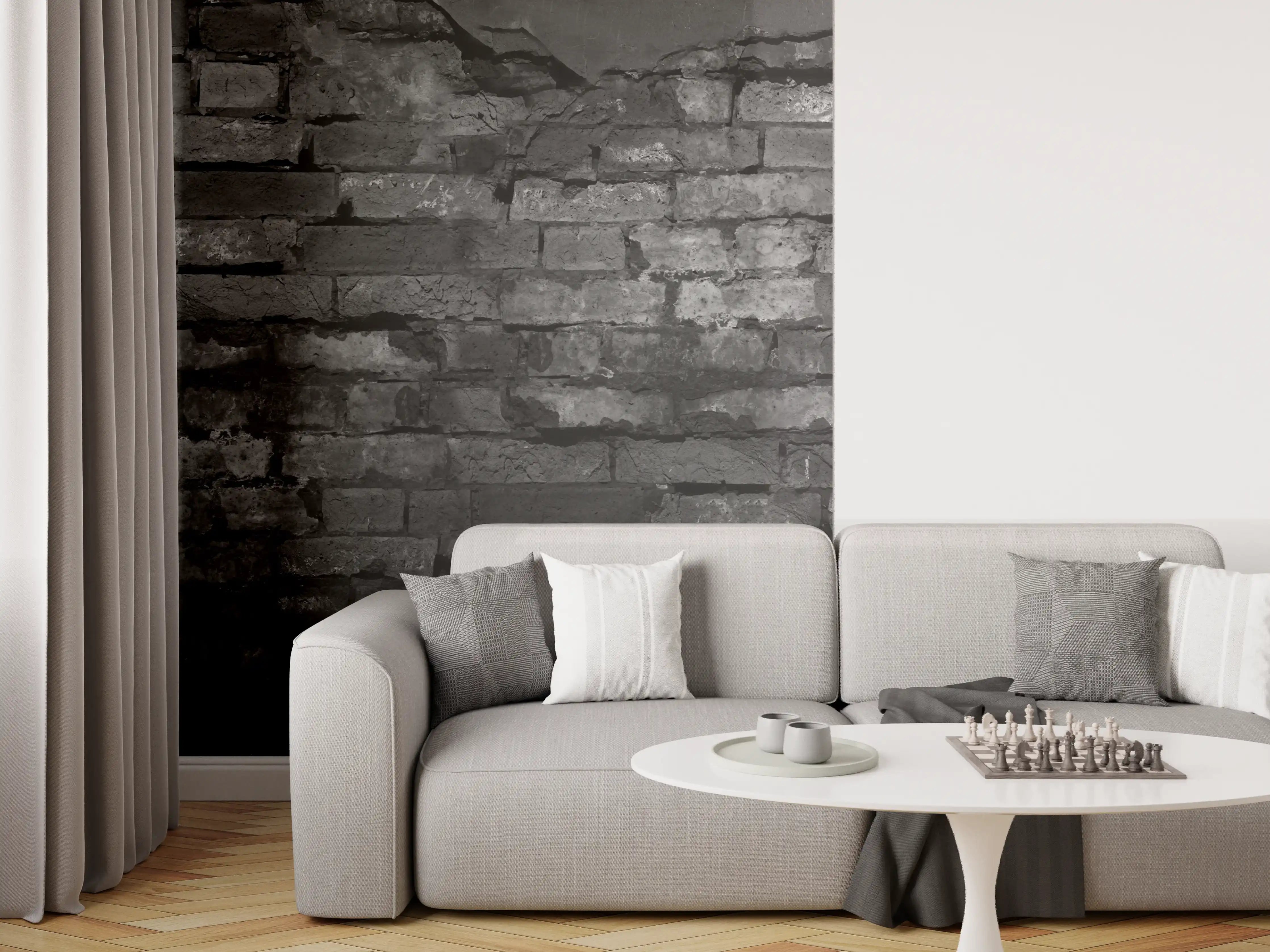 Wandverkleidung Wohnzimmer - Schwarze alte Backsteinmauer