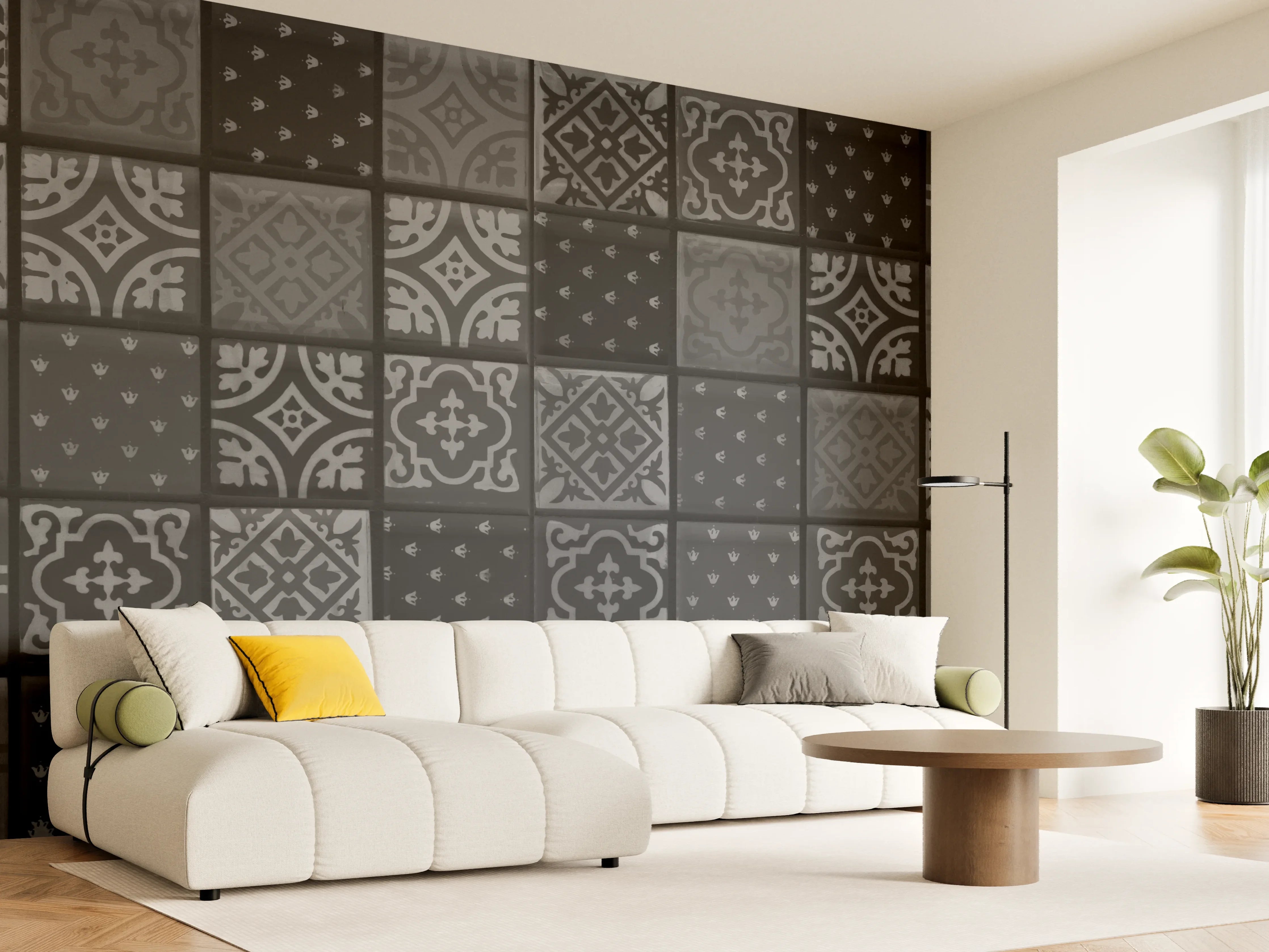Wandverkleidung Wohnzimmer - Schwarze anthrazit Fliesen
