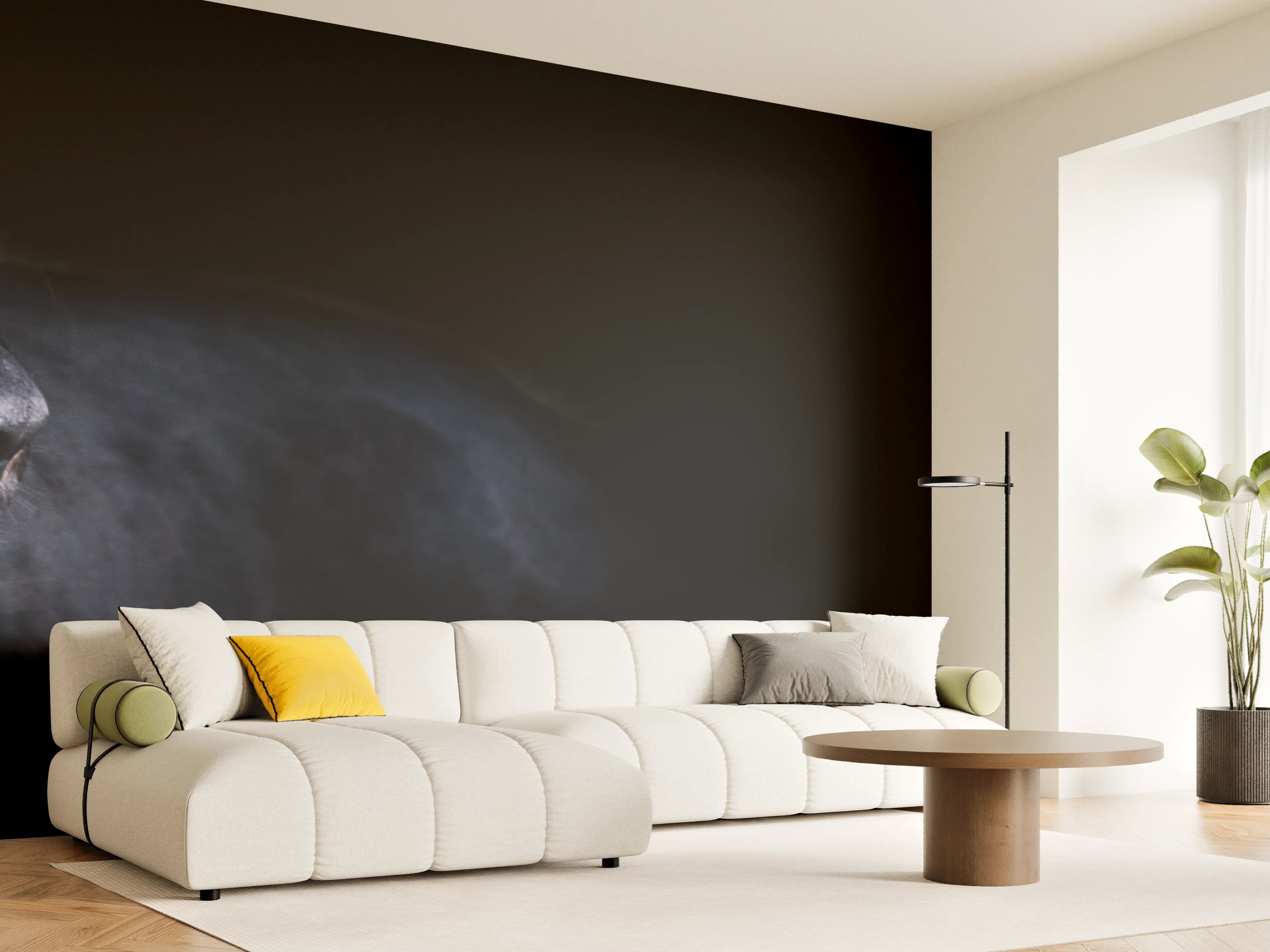 Wandverkleidung Wohnzimmer - Schwarzen Panther mit schwarzem Hintergrund
