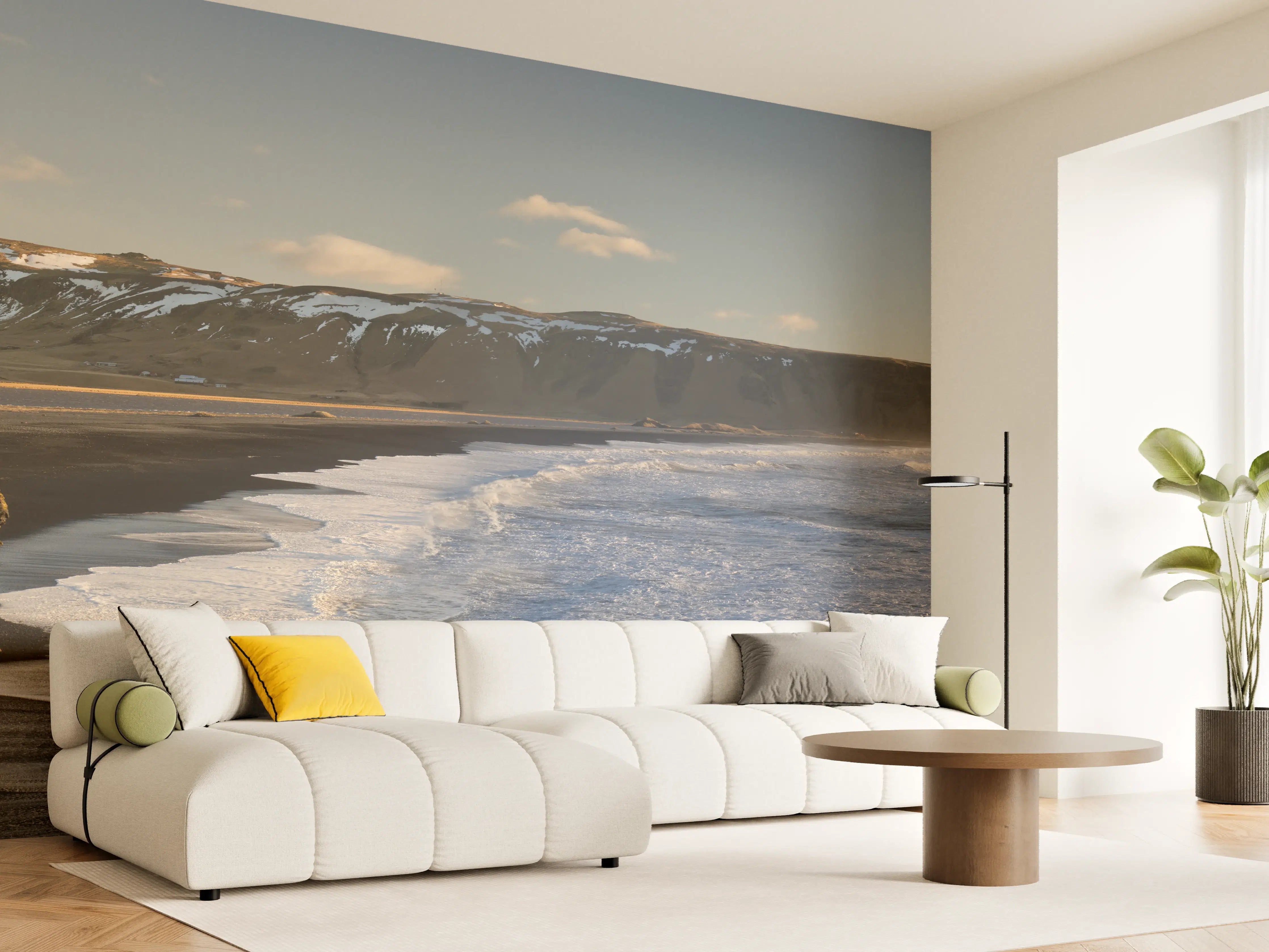 Wandverkleidung Wohnzimmer - Schwarzer Strand von Dyrholaey