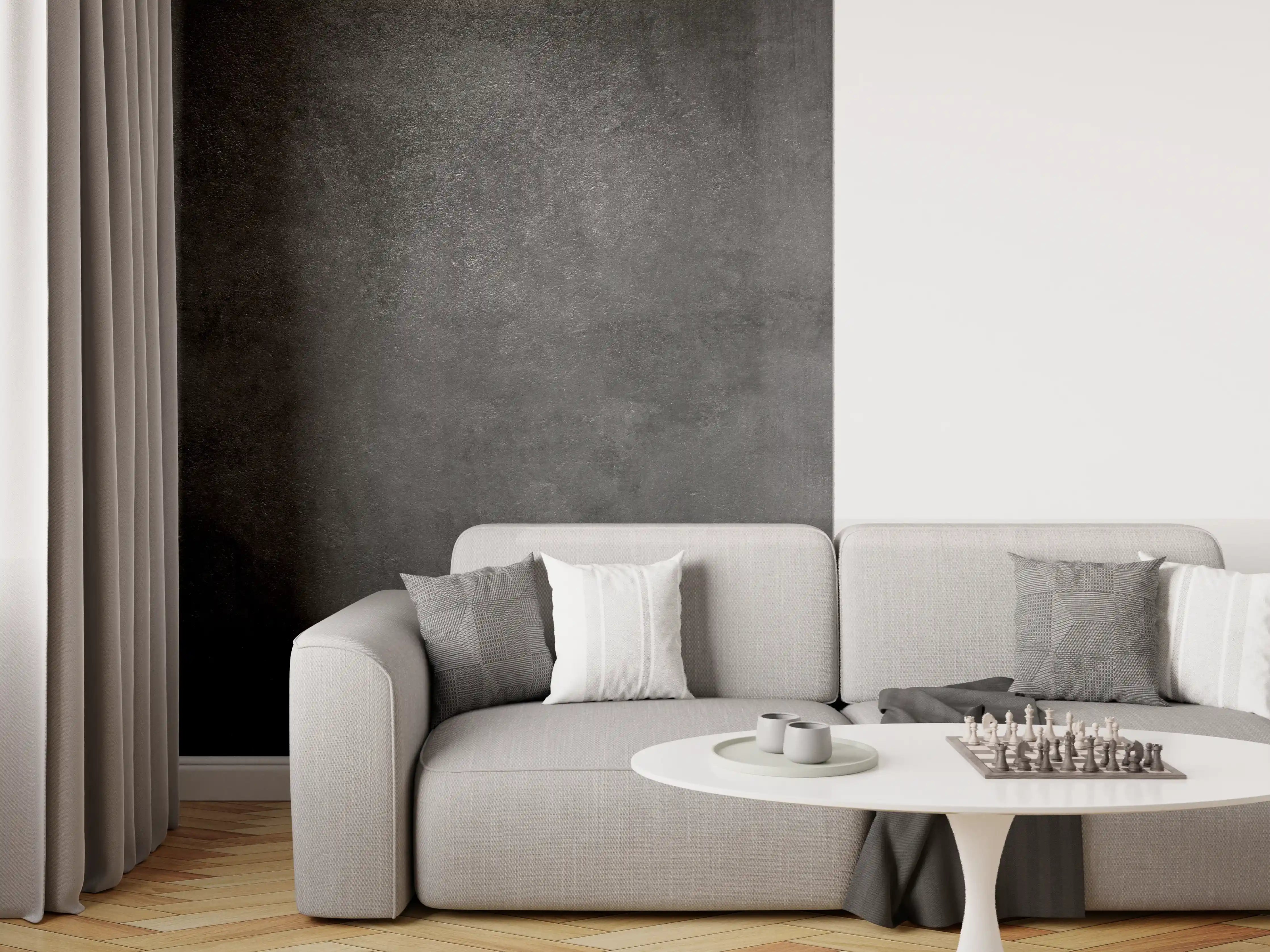 Wandverkleidung Wohnzimmer - Schwarzgraues Twill-Textil mit Textur