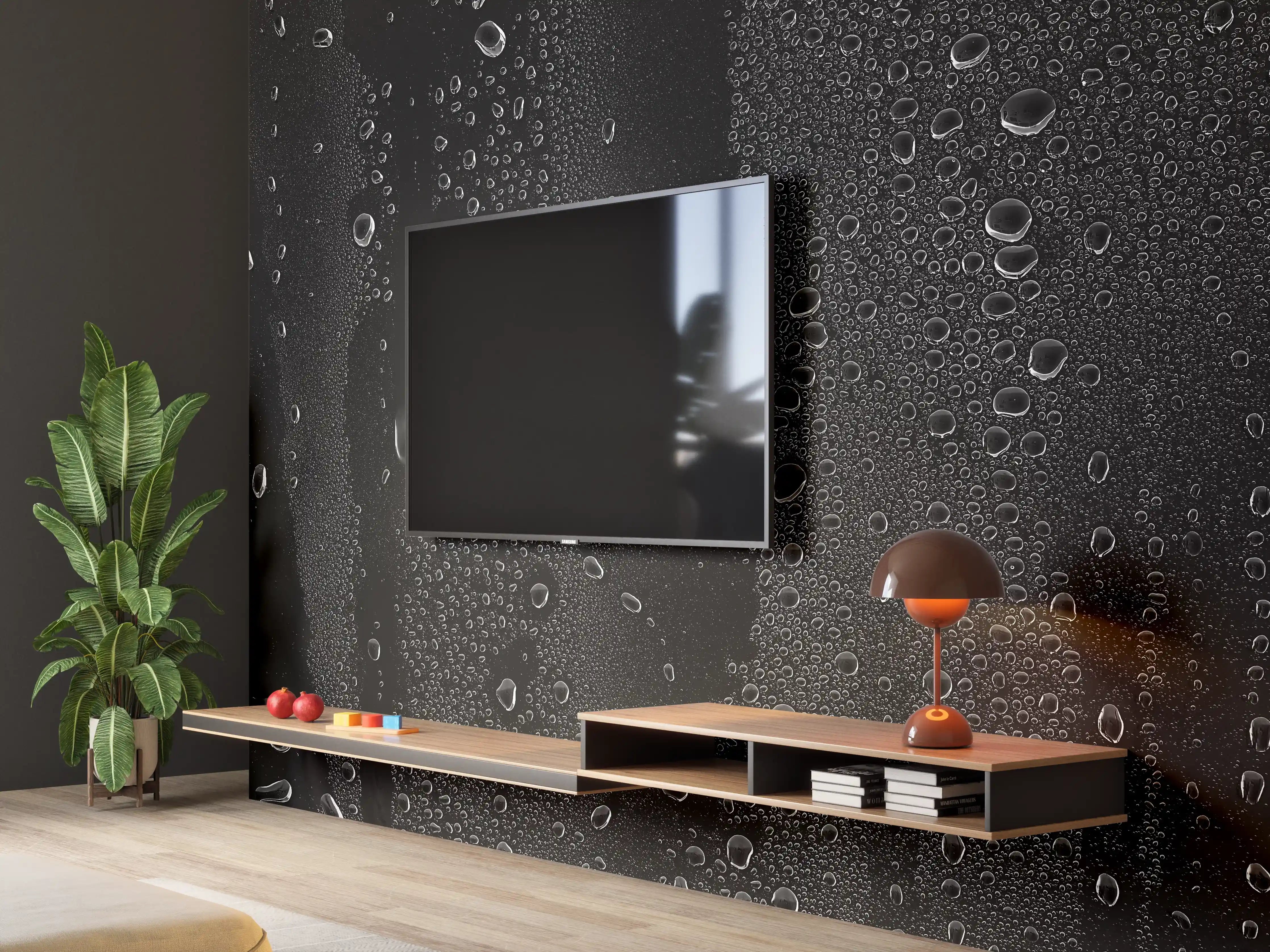 Wandverkleidung Wohnzimmer - Schwarzweiße Wasser-Textur