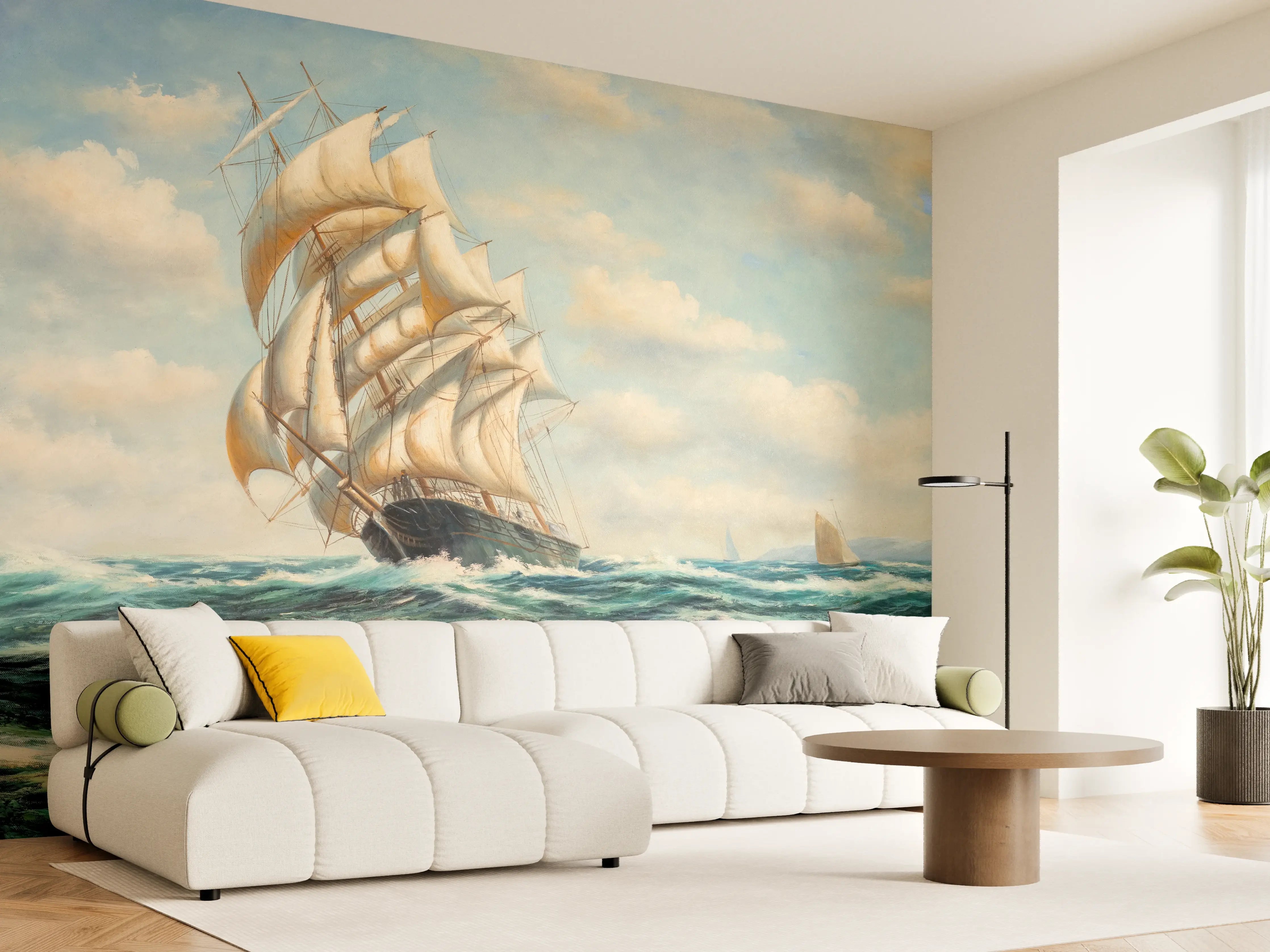 Wandverkleidung Wohnzimmer - Segelschiff auf rauer See