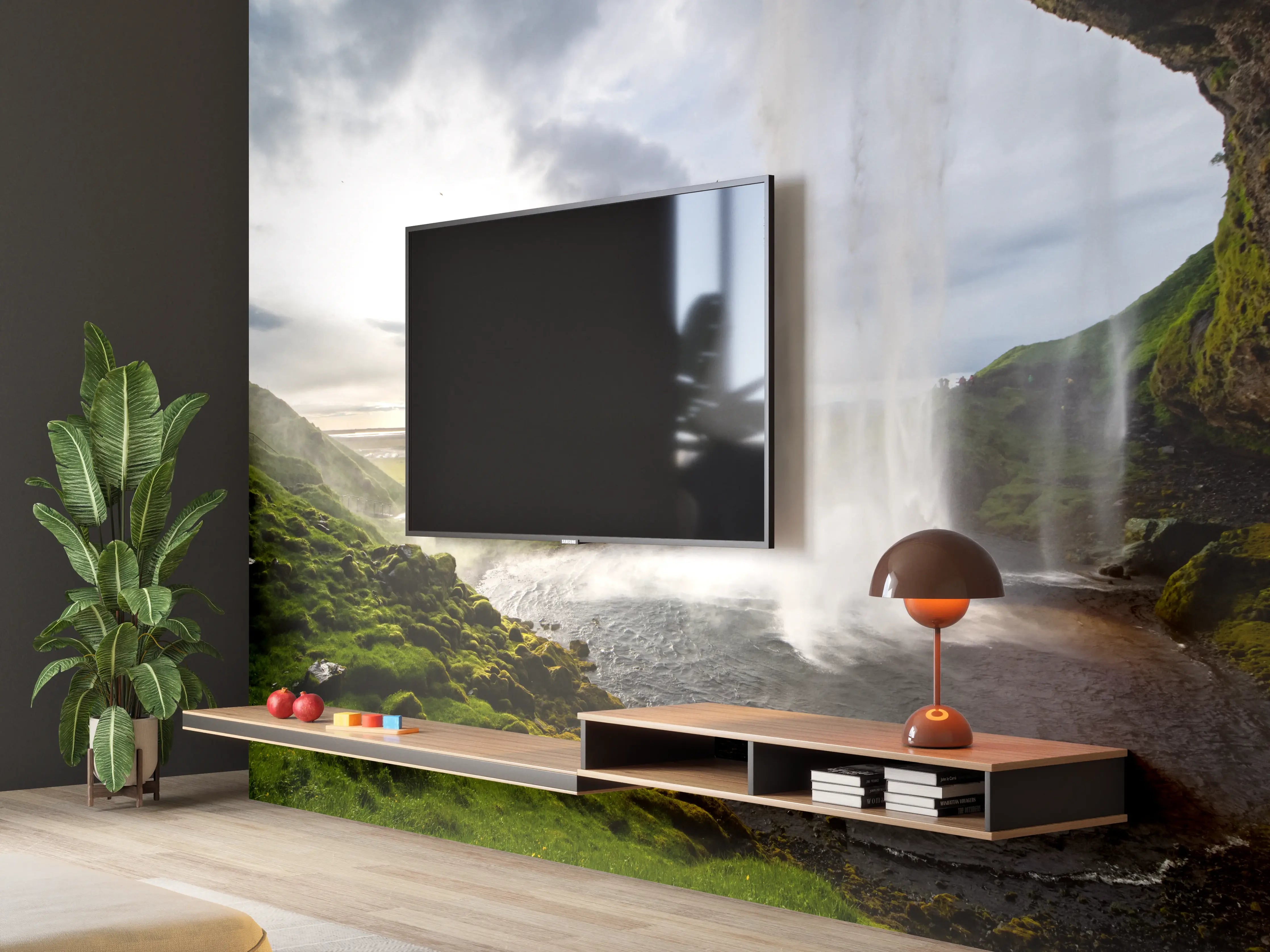 Wandverkleidung Wohnzimmer - Seljalandsfoss Wasserfall