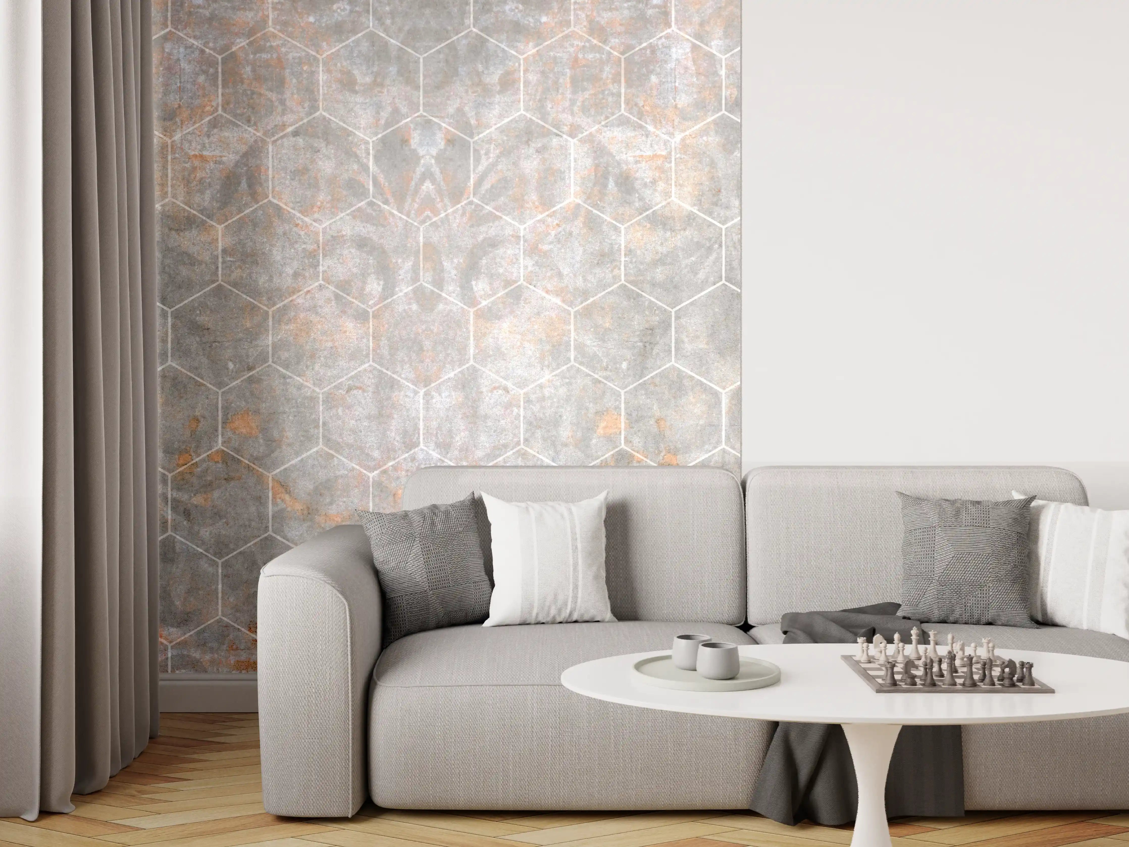 Wandverkleidung Wohnzimmer - Shabby Grau-Weiße Fliesentextur